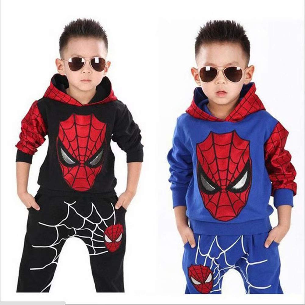 ALANTOP Jungen Casual Trainingsanzug Hoodies Kinder 2-teiliges Outfit Cosplay Superheld Spinne Kostüm Set Langarm Sport Anzug Sweatshirt