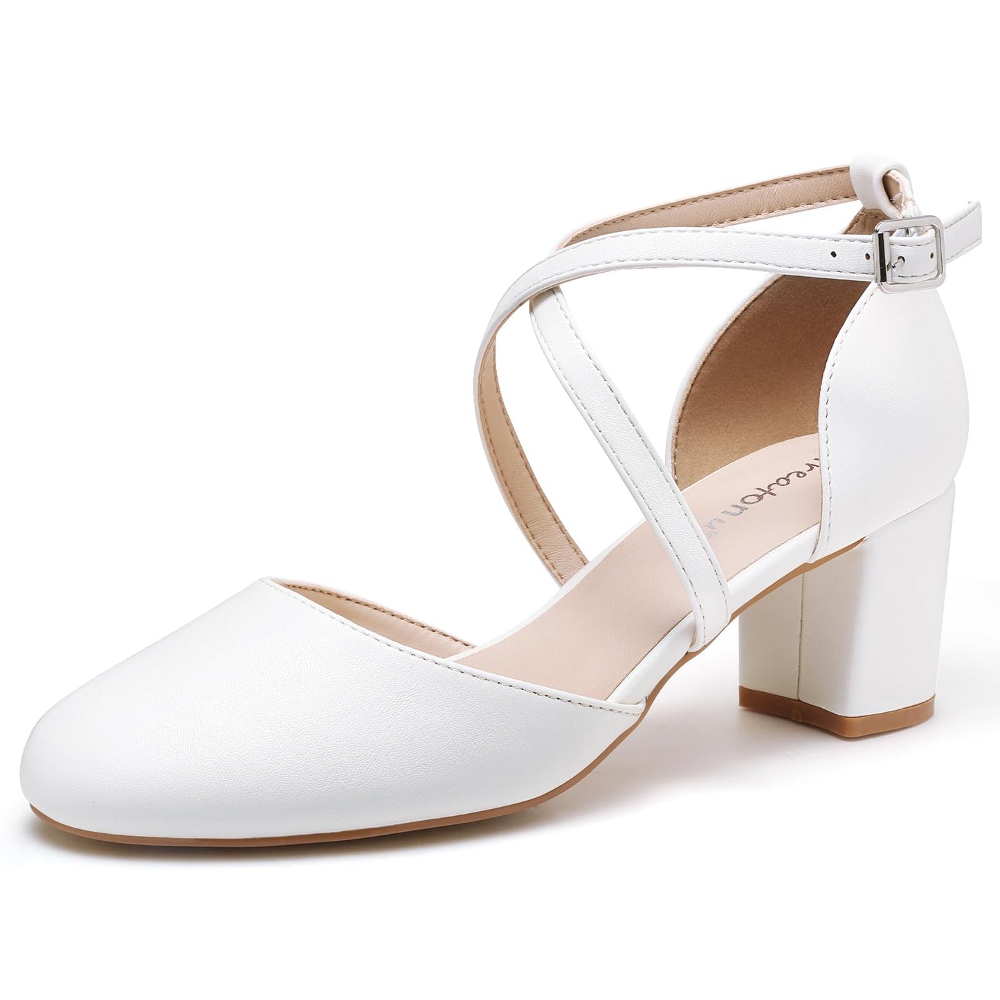 Greatonu Damen Pumps Riemchenpumps Spangenpumps Sandale mit Kreuz Knöchelriemen Blockabsatz Geschlossener Spitze Glitzer Pumps - Perfekt für Hochzeiten und Partys