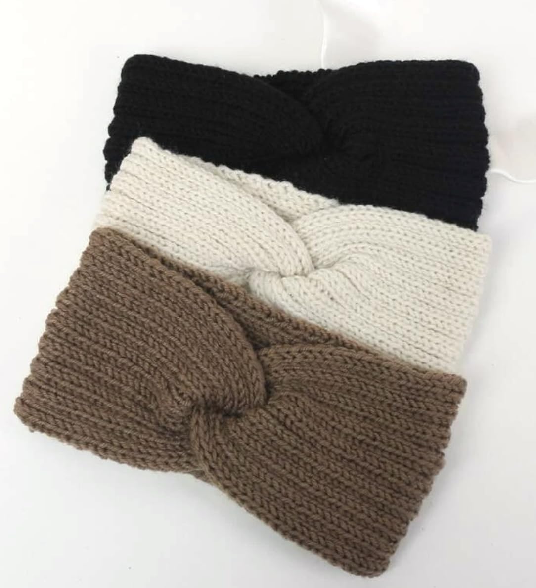 Women's Winter Headband, Women's Knitted Headband Wide, Ear Warmers, Thick Headbands, Girls, Knitted Headwrap Headband, Elastic, Pack of 3