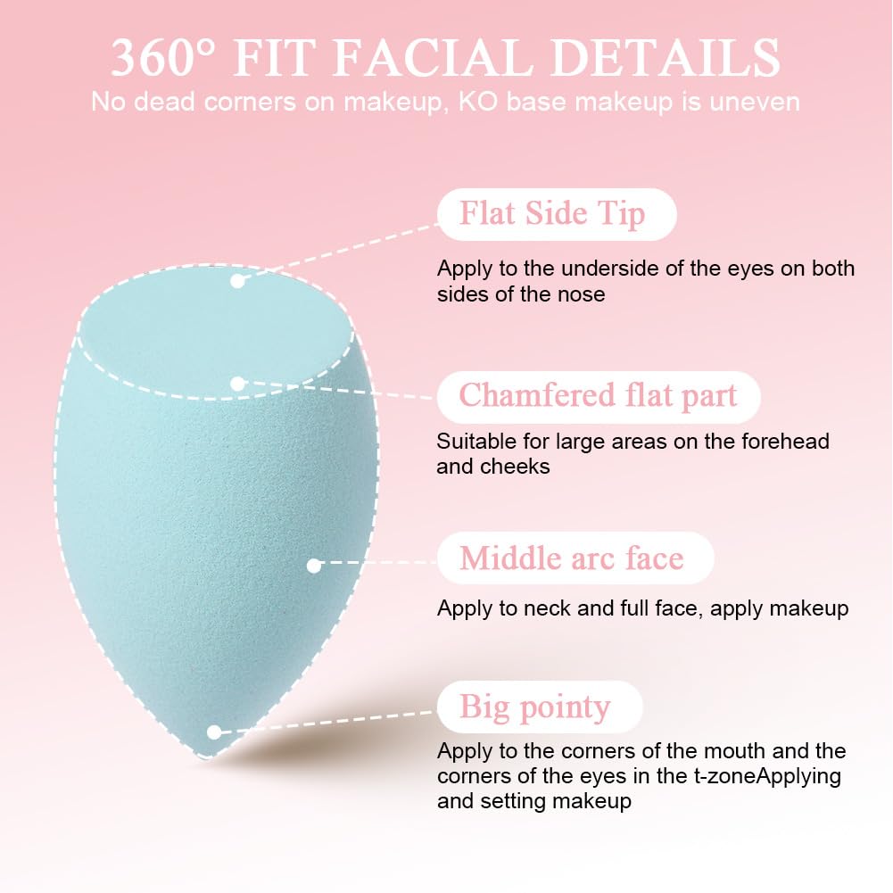 AUAUY 4 PCS Make up Schwamm Set, Foundation Blending Beauty Sponge, Beauty Makeup Schwämme Blender für Flüssigkeit Foundation Puder Sonnenschutz und Creme mit 1 Schwammhalter, 1 Puderquaste