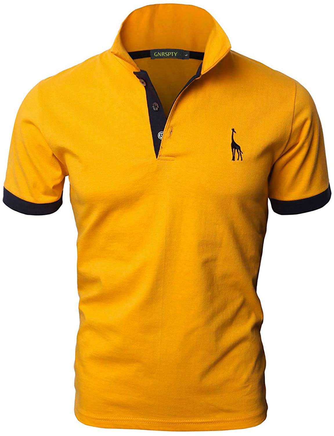 GNRSPTY Poloshirt Herren Kurzarm Polohemd Giraffe Stickerei Einfarbig T-Shirt M-3XL