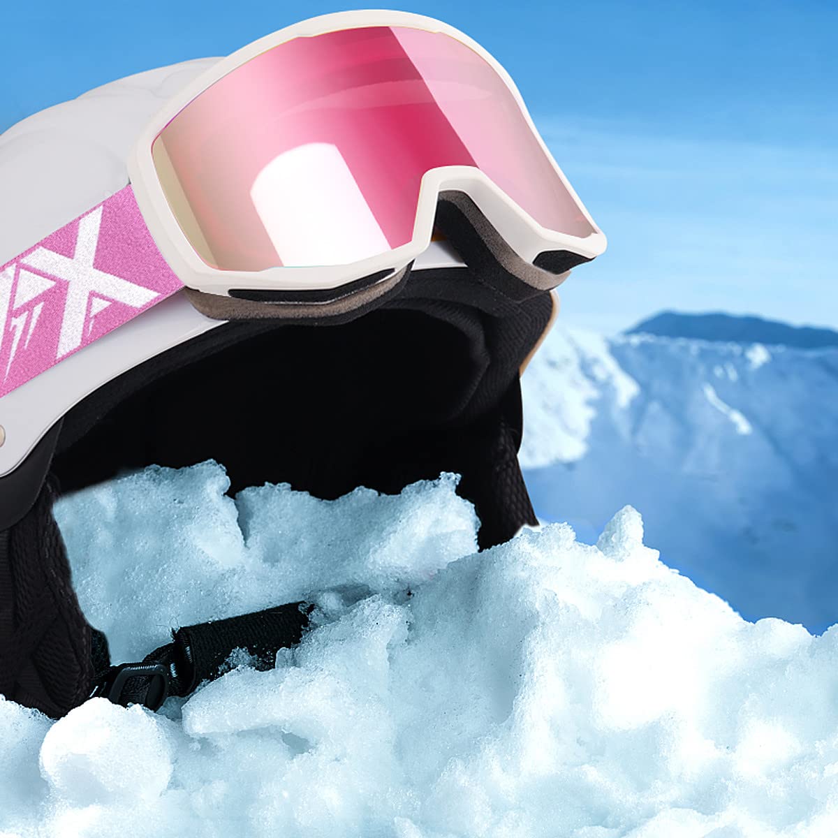 EXP Vision Unisex Ski Goggles, OTG for Men and Women, Snowboard Goggles, Snow Goggles, 100% UV Protection Ski Goggles for Glasses Wearers, Anti-Fog Snowboard Goggles, Ski Goggles