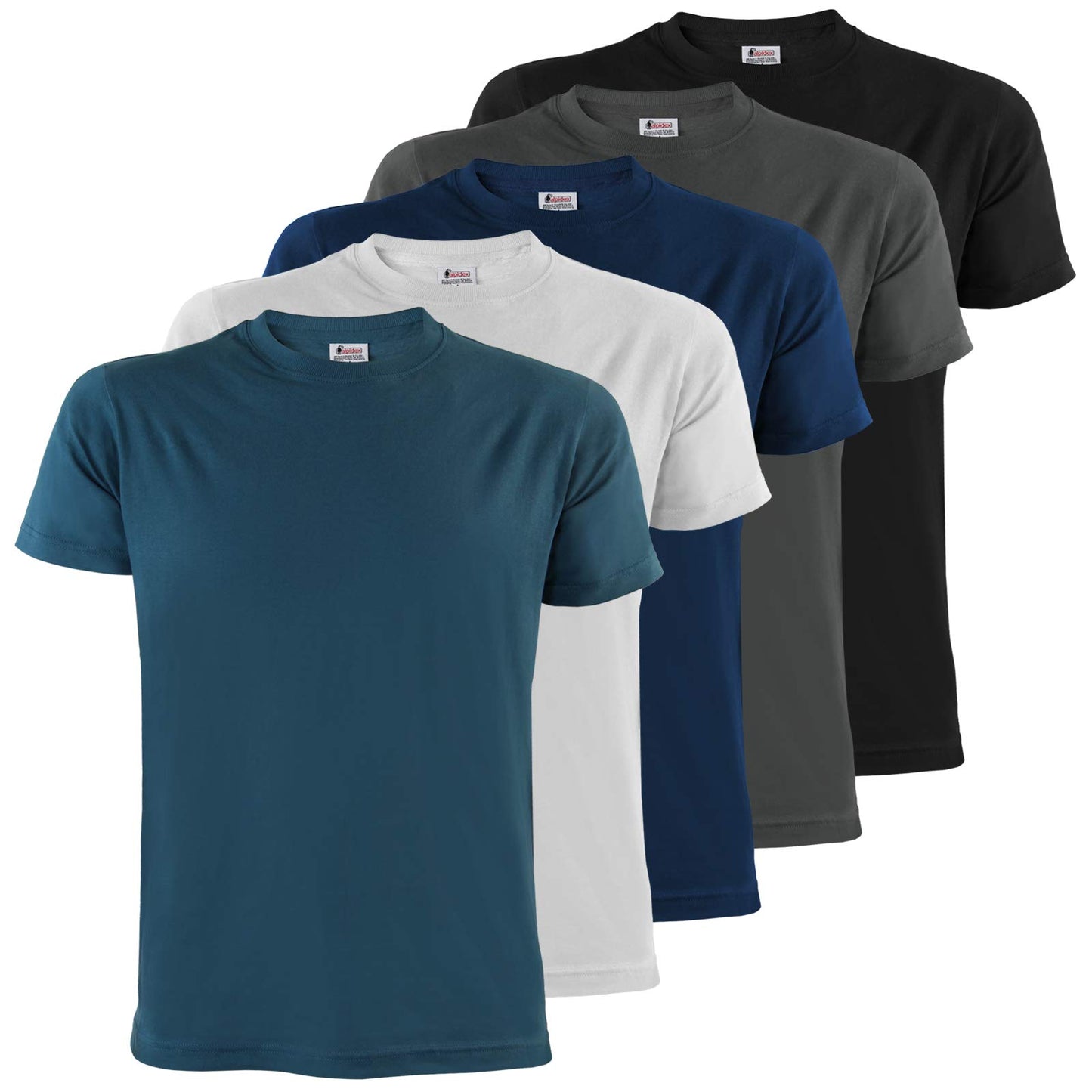 ALPIDEX Herren T-Shirts 5er Set Rundhals einfarbig S M L XL XXL 3XL 4XL 5XL