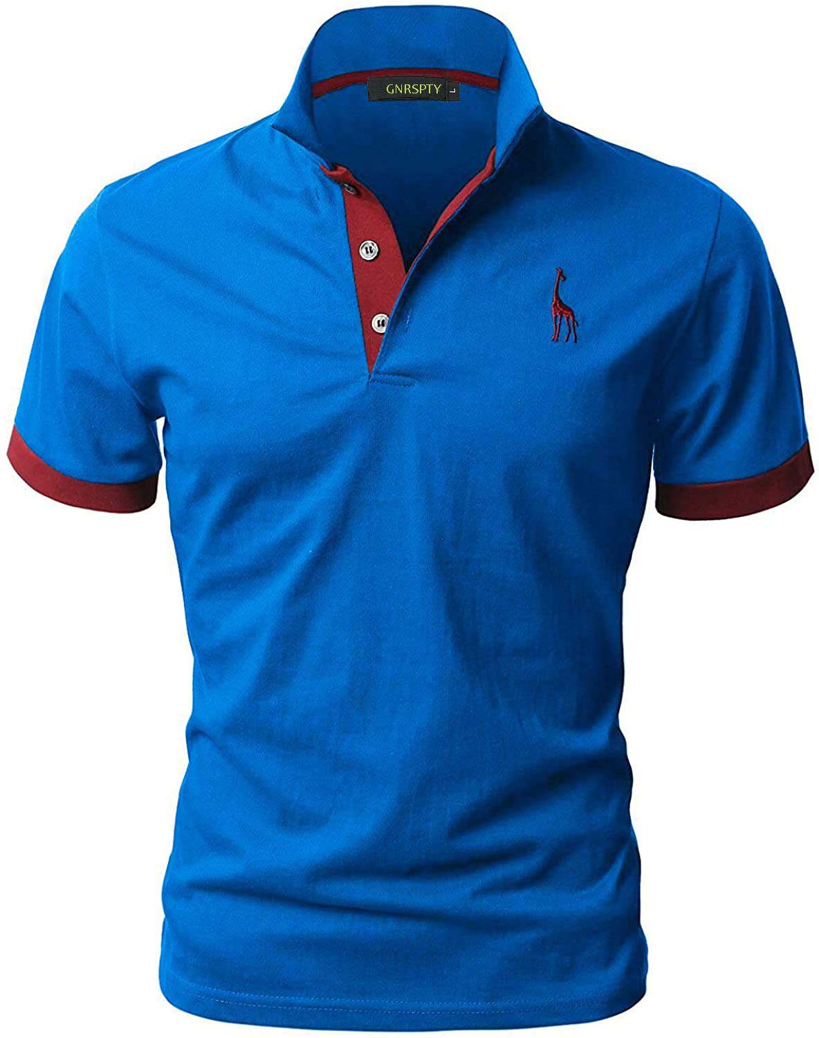 GNRSPTY Poloshirt Herren Kurzarm Polohemd Giraffe Stickerei Einfarbig T-Shirt M-3XL