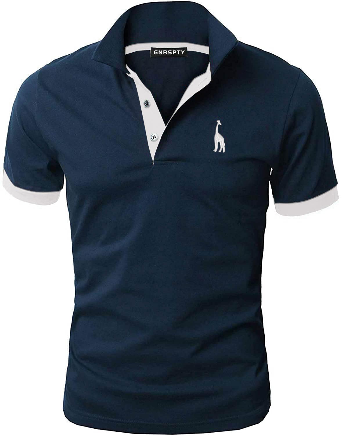GNRSPTY Poloshirt Herren Kurzarm Polohemd Giraffe Stickerei Einfarbig T-Shirt M-3XL