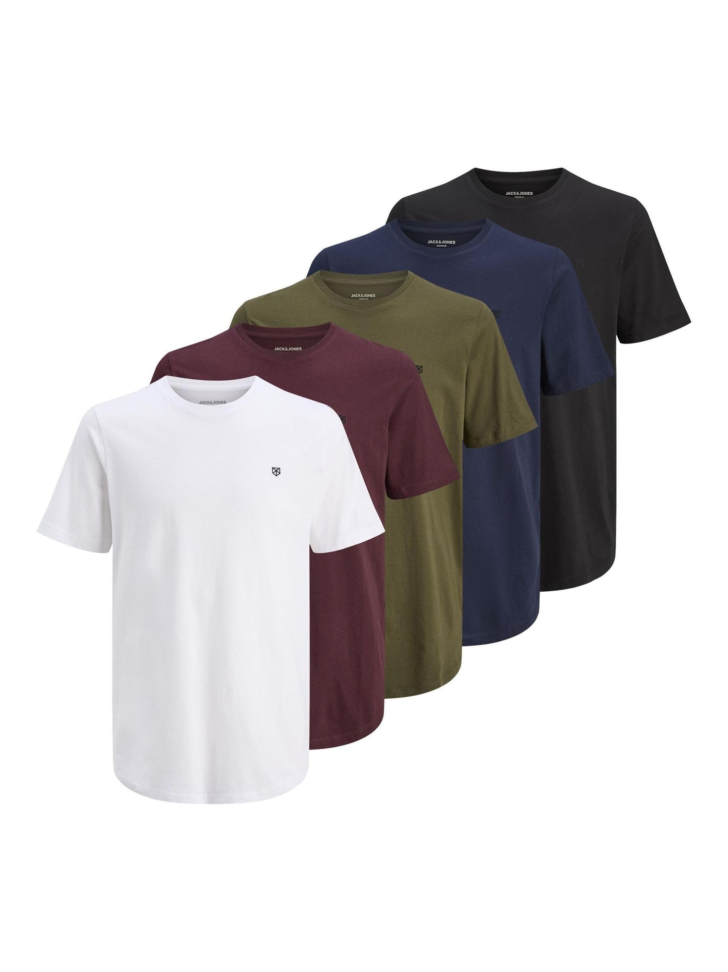 JACK & JONES Herren Rundhals T-Shirt JPRBLABRODY - Regular Fit 5er Pack XS S M L XL XXL 100% Baumwolle