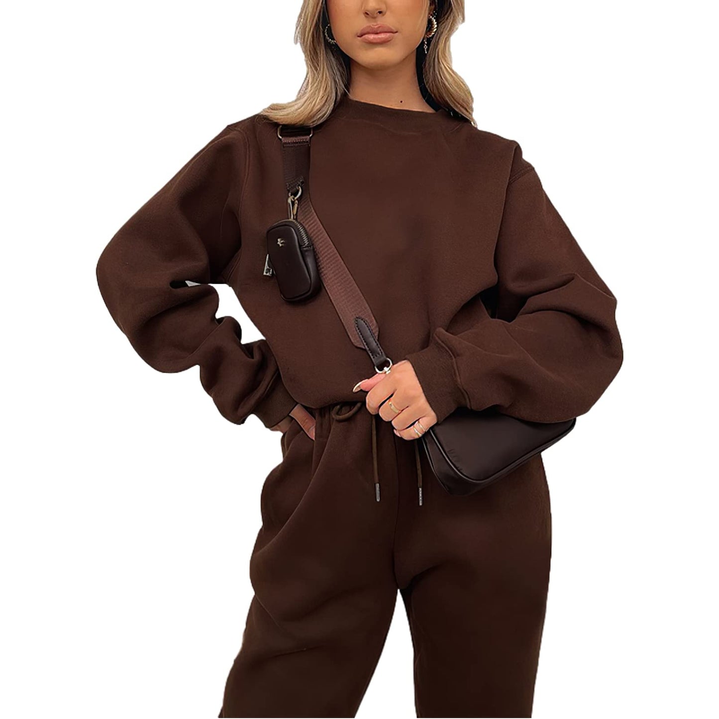 amropi Trainingsanzug Damen Pullover Sweatshirt und Jogginghose Warm Vlies Kleidungsset