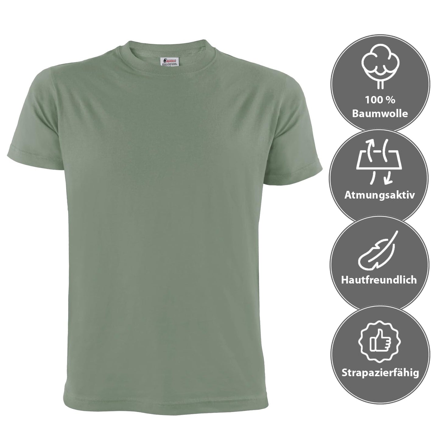 ALPIDEX Herren T-Shirts 5er Set Rundhals einfarbig S M L XL XXL 3XL 4XL 5XL