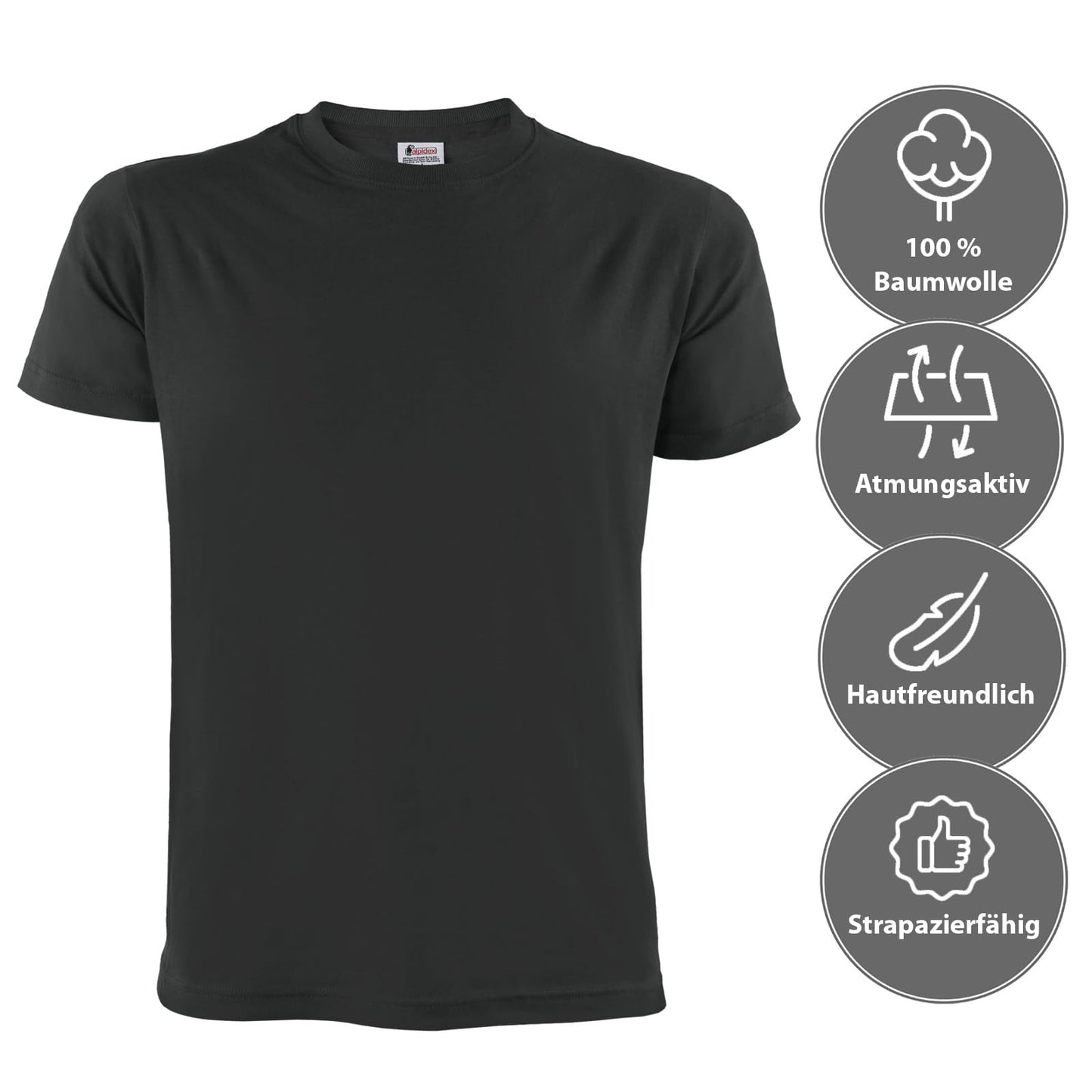 ALPIDEX Herren T-Shirts 5er Set Rundhals einfarbig S M L XL XXL 3XL 4XL 5XL