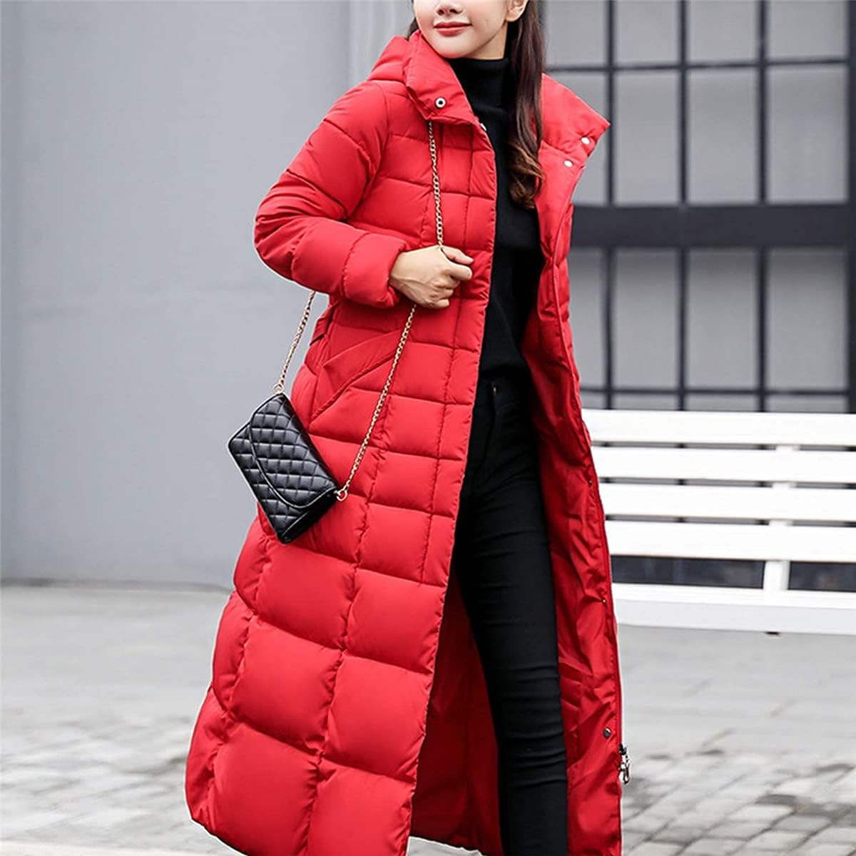Onsoyours Women's Winter Jacket, Long Down Jacket, Quilted Jacket, Winter Coat, Parka Jacket, Outerwear, Women's Winter Warm Down Coat with Fur Collar