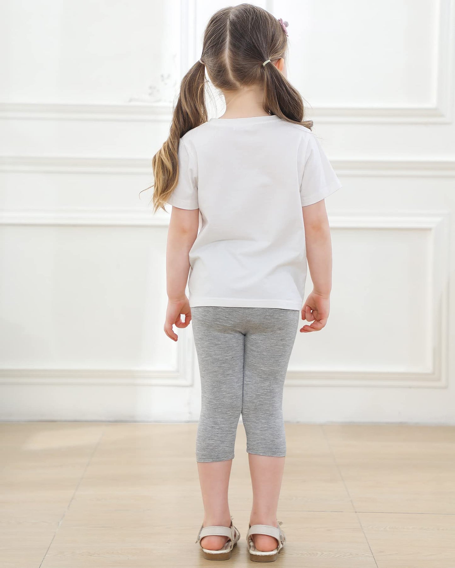 Adorel Mädchen Capri Leggings Sommer Kurz 3/4 Hosen Caprihosen Shorts 6er-Pack