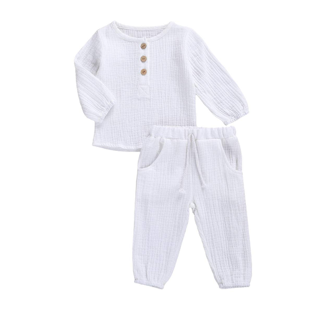 Geagodelia Babykleidung Set Baby Jungen Mädchen Kleidung Outfit T-Shirt Top + Hose Shorts Neugeborene Weiche Einfarbige Babyset T-47740