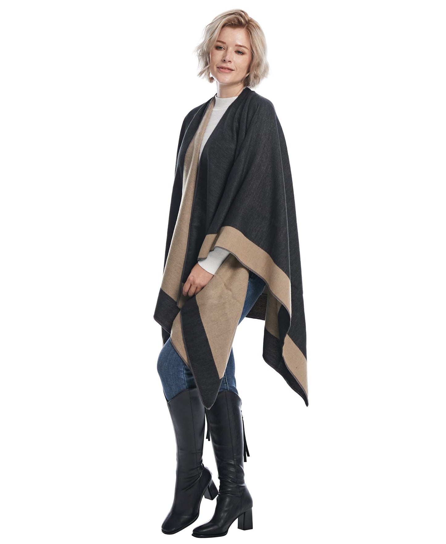DiaryLook Damen Poncho Schal Winter Cardigan Übergroße Cape Elegant Poncho Für Frauen Umhang Damen Warm Geschenk Für Mutter