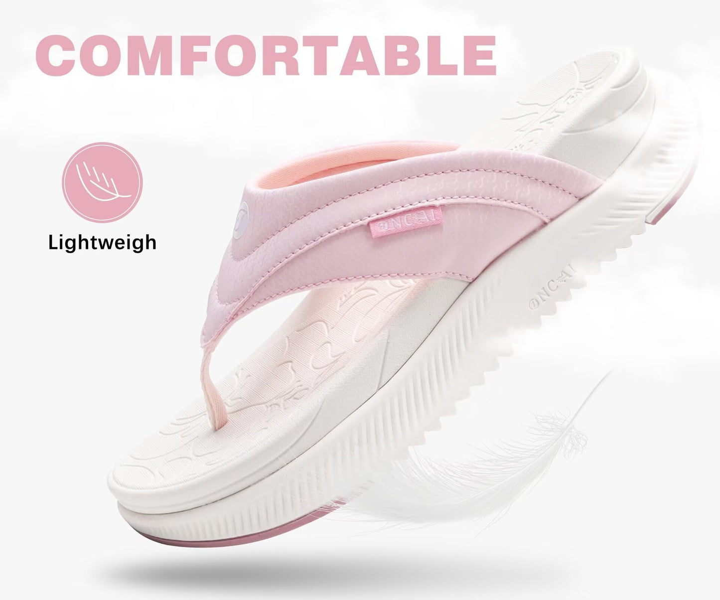 ONCAI Damen orthopädische Kissen Flip Flops Erholung Walking Sandalen für Damen mit Arch Support Sommer bequem Slip On Flip Flops für Damen Größe 36-43