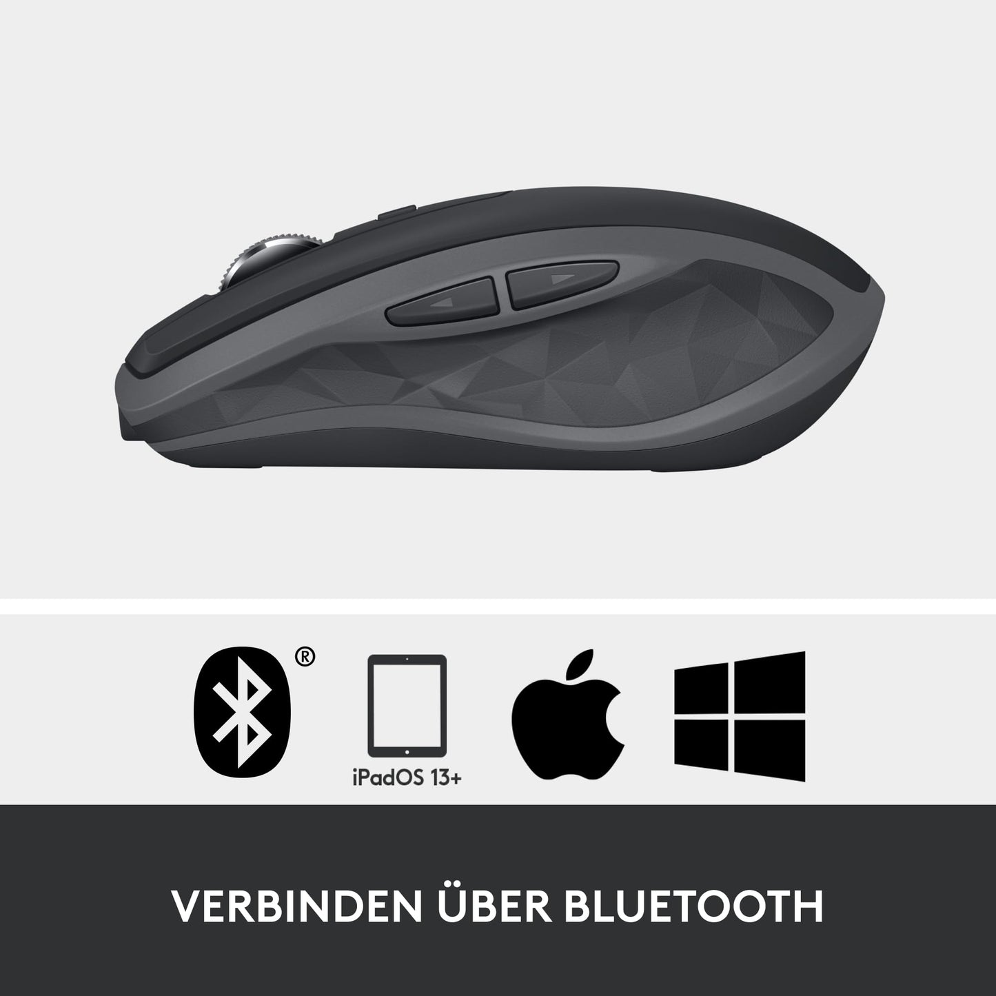 Logitech MX Anywhere 2S Bluetooth Edition kabellose Maus, mehrere Oberflächen, superschnelles Scrollen, aufladbar, mobil, Verbindung zu bis zu 3 Mac/PC-Computern - Graphit