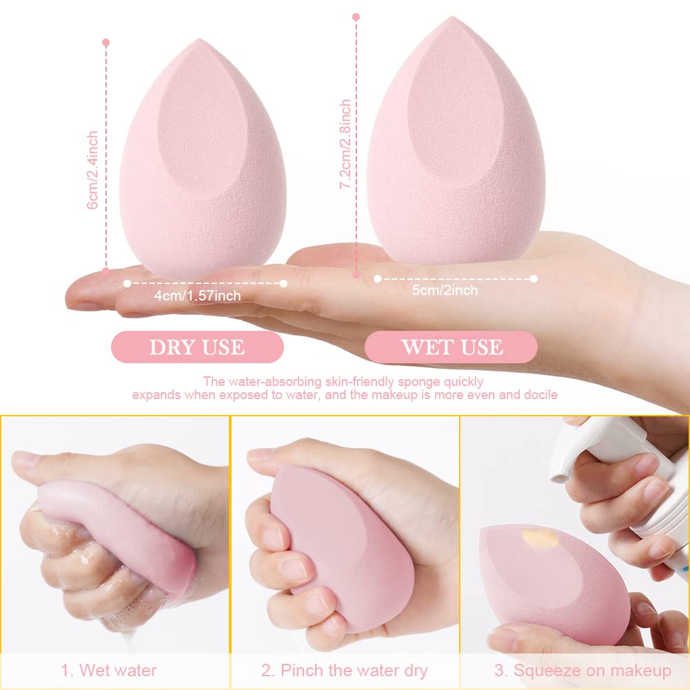 AUAUY 4 PCS Make up Schwamm Set, Foundation Blending Beauty Sponge, Beauty Makeup Schwämme Blender für Flüssigkeit Foundation Puder Sonnenschutz und Creme mit 1 Schwammhalter, 1 Puderquaste