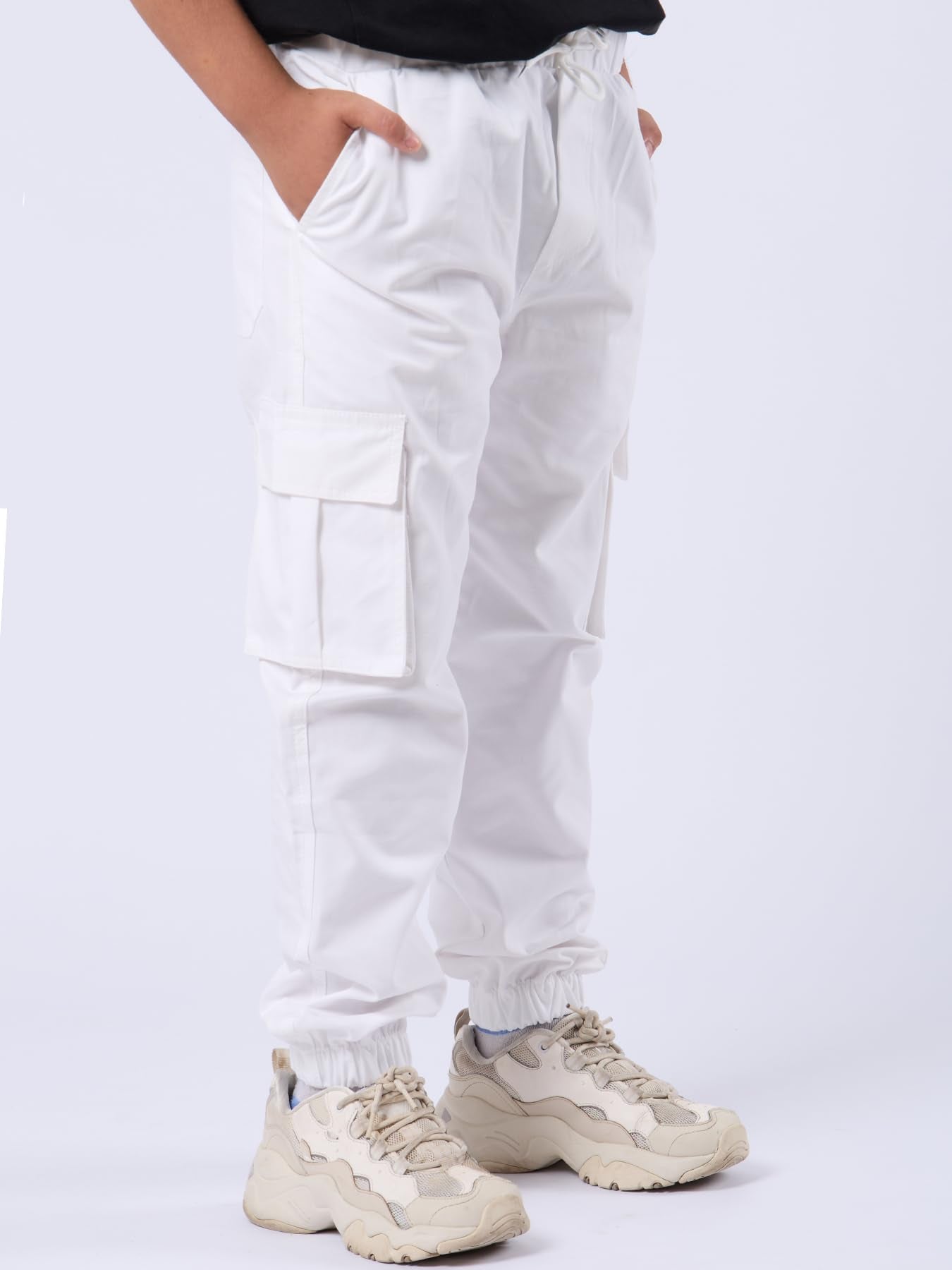 NATUST Jungen Cargohose Kinder Freizeithose mit Elastischem Bund