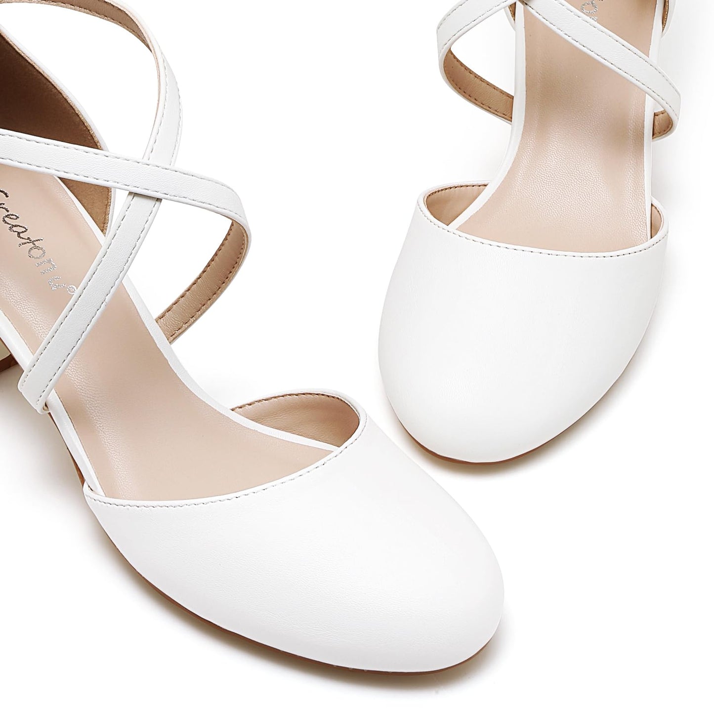 Greatonu Damen Pumps Riemchenpumps Spangenpumps Sandale mit Kreuz Knöchelriemen Blockabsatz Geschlossener Spitze Glitzer Pumps - Perfekt für Hochzeiten und Partys