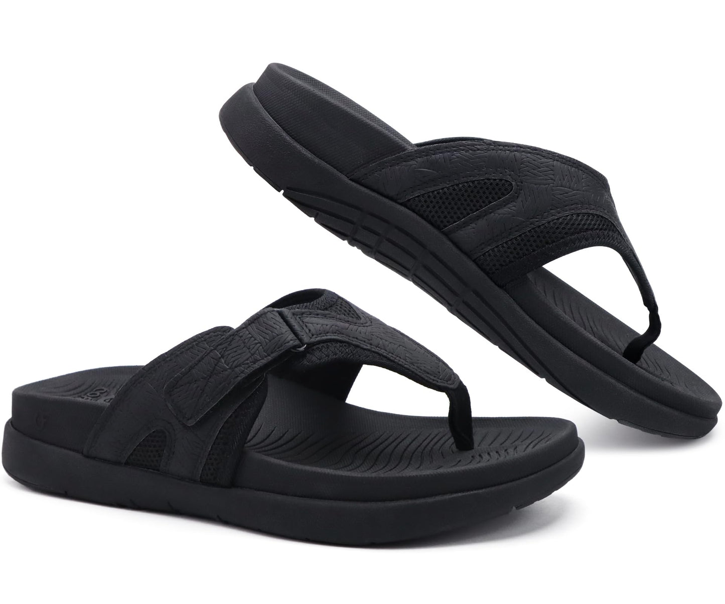 COFACE Sandalen Herren Zehentrenner Weiche Bequeme Flip Flops Arch Support Orthopädische Sommer Leder Sandalen für Herren Badelatschen Outdoor