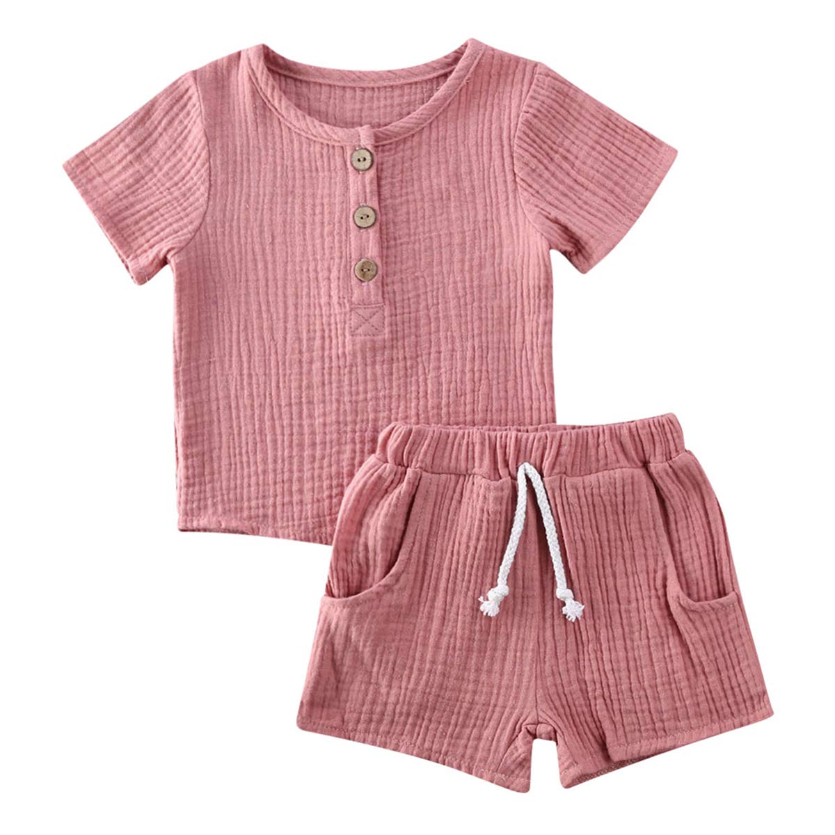 Geagodelia Babykleidung Set Baby Jungen Mädchen Kleidung Outfit T-Shirt Top + Hose Shorts Neugeborene Weiche Einfarbige Babyset T-47740