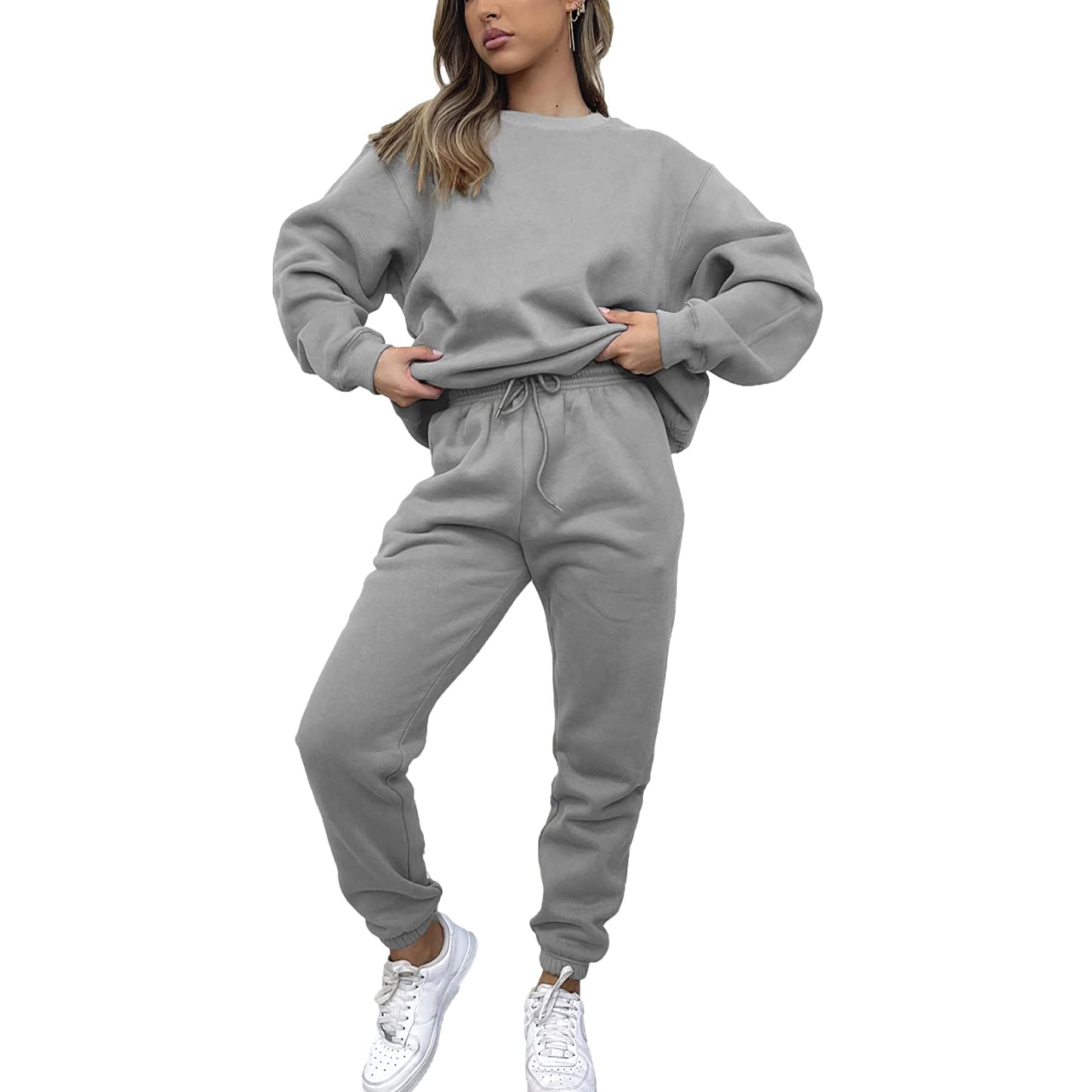 amropi Trainingsanzug Damen Pullover Sweatshirt und Jogginghose Warm Vlies Kleidungsset