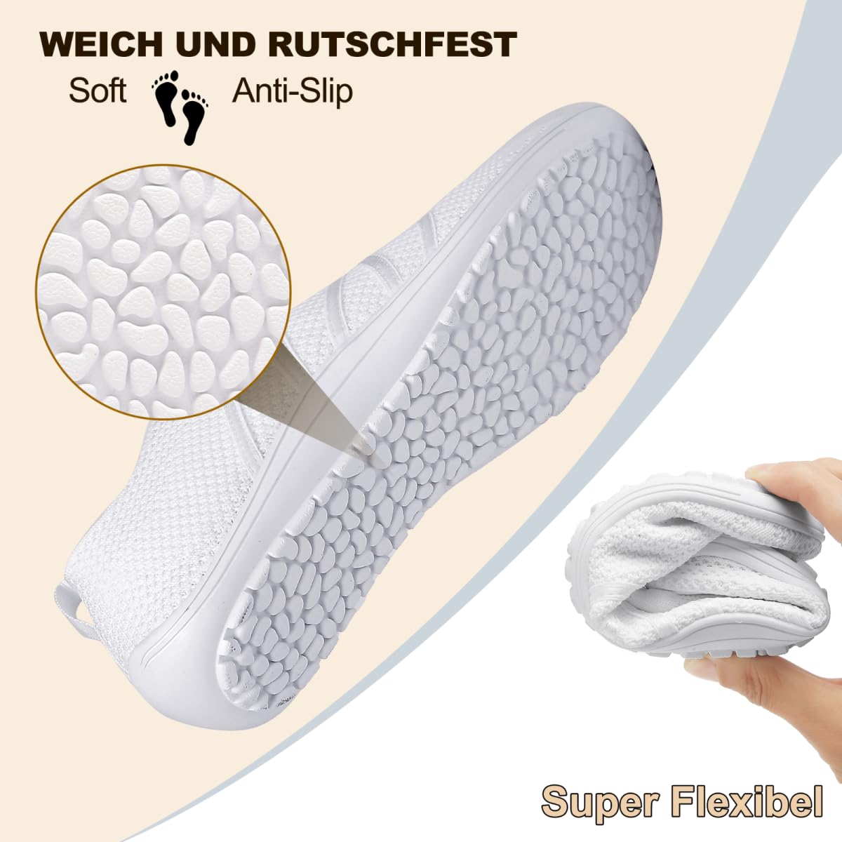Merdoo Barfußschuhe Damen Herren Bequeme Barfuss Schuhe Damen Slip On Sneakers Weich Sportschuhe Leicht Turnschuhe rutschfest Hausschuhe Atmungsaktiv Barfussschuhe Sommerschuhe Unisex 37-45EU