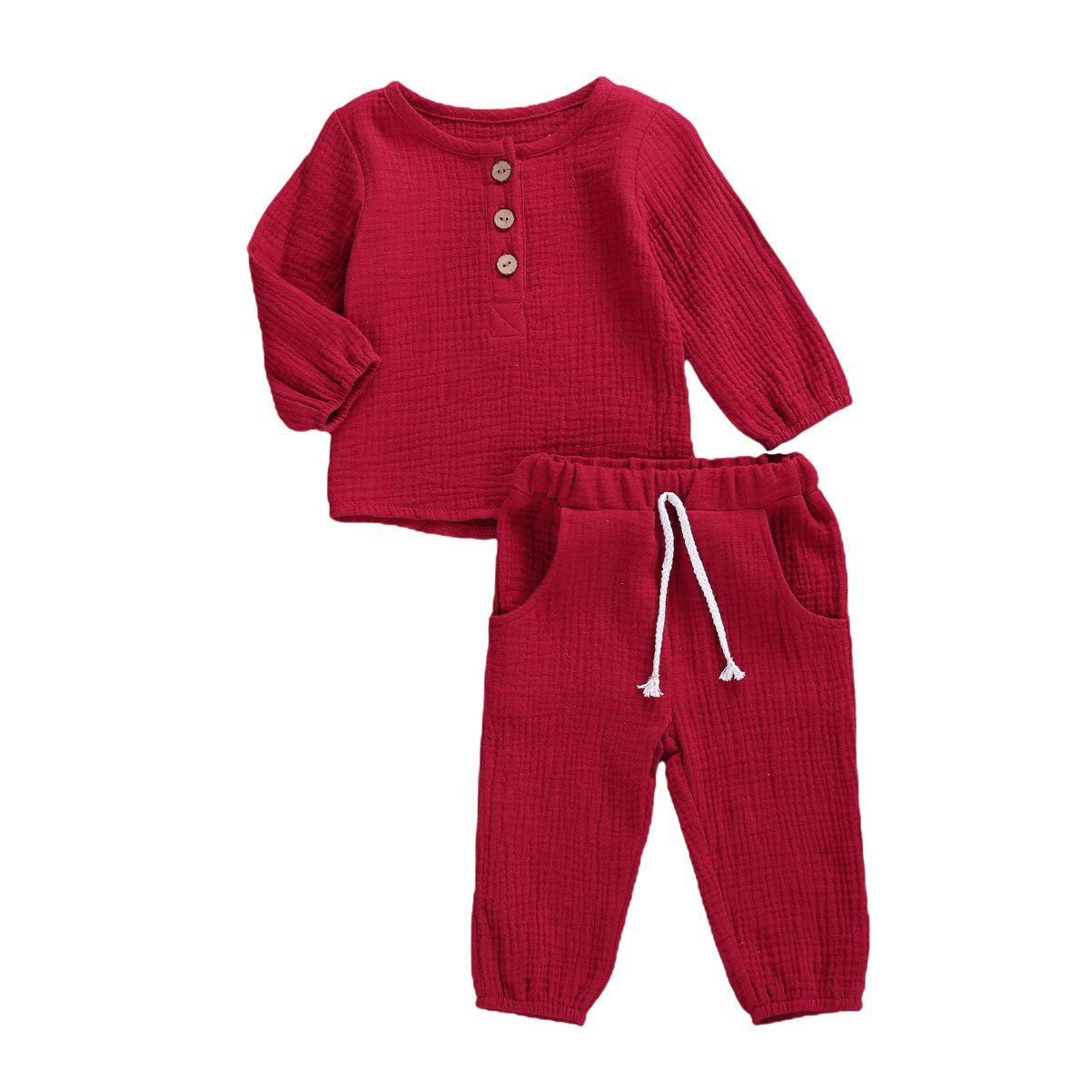 Geagodelia Babykleidung Set Baby Jungen Mädchen Kleidung Outfit T-Shirt Top + Hose Shorts Neugeborene Weiche Einfarbige Babyset T-47740