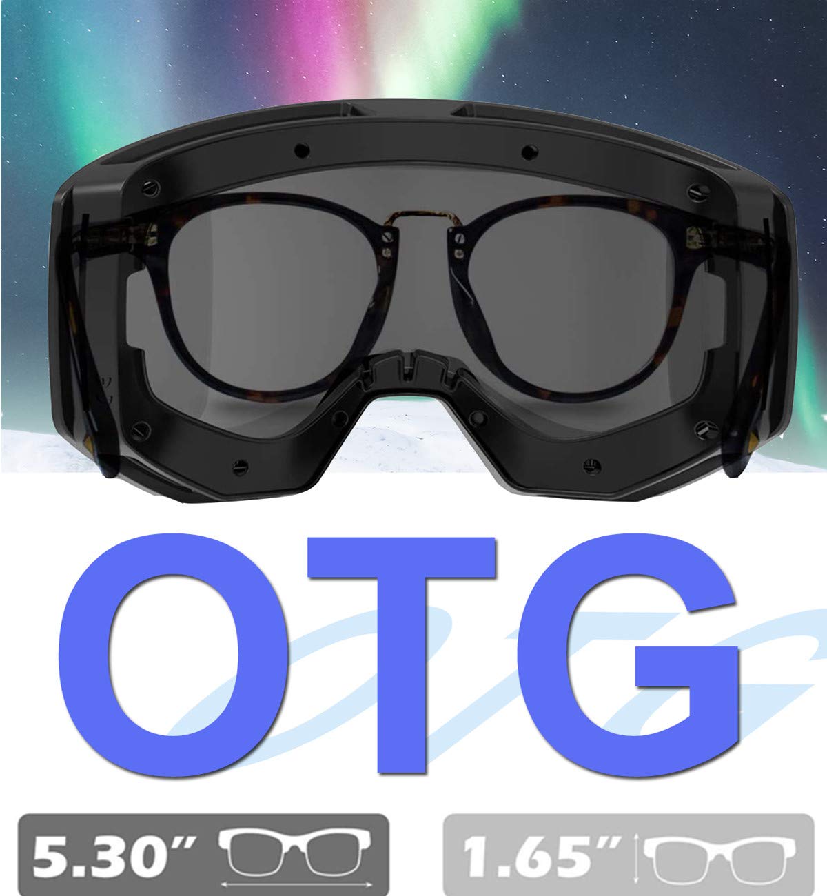 EXP Vision Unisex Ski Goggles, OTG for Men and Women, Snowboard Goggles, Snow Goggles, 100% UV Protection Ski Goggles for Glasses Wearers, Anti-Fog Snowboard Goggles, Ski Goggles