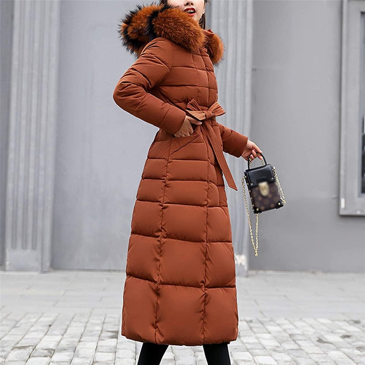 Onsoyours Women's Winter Jacket, Long Down Jacket, Quilted Jacket, Winter Coat, Parka Jacket, Outerwear, Women's Winter Warm Down Coat with Fur Collar