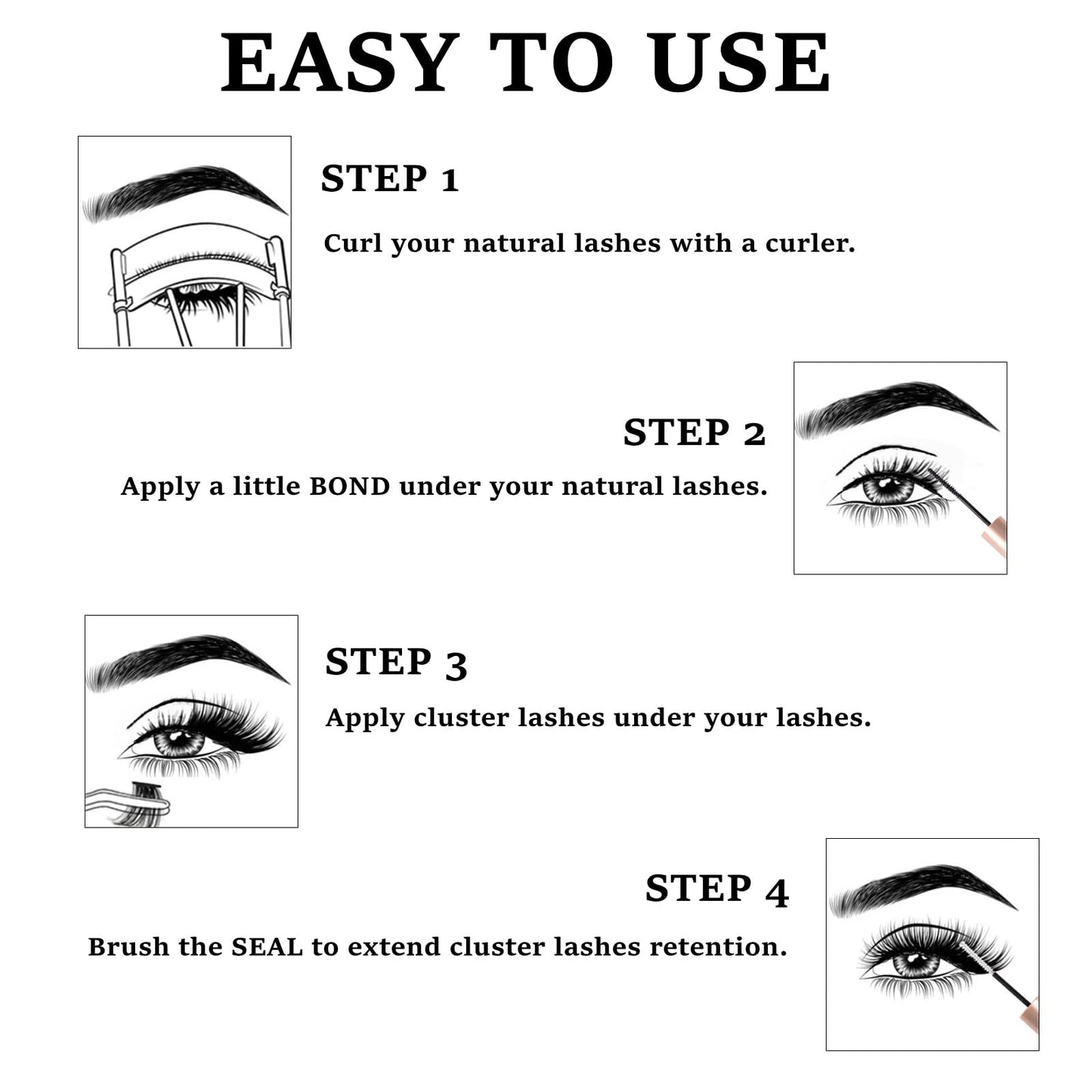 Wimpern Extensions 120 Büschel DIY Lash Extension Set Einzelne Wimpern mit Wimpernkleber und Pinzette für Anfänger Wimpernverlängerung zu Hause Individual Lashes 10-16mm C/D Curl - OP01