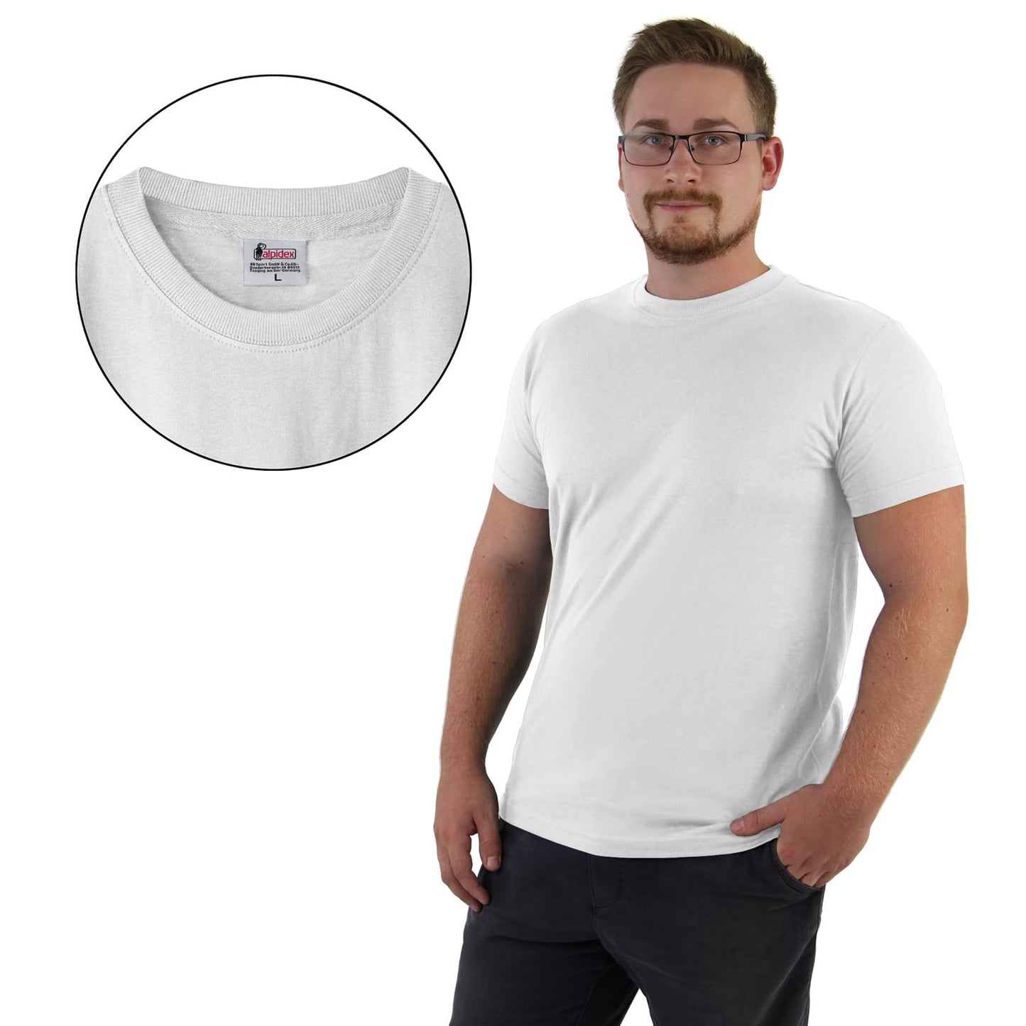 ALPIDEX Herren T-Shirts 5er Set Rundhals einfarbig S M L XL XXL 3XL 4XL 5XL