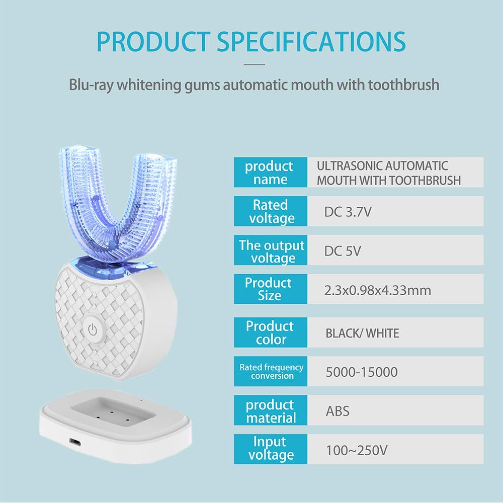 Automatic Ultrasonic Toothbrush for Adults 360° Electric Toothbrush 45 Inch Automatic Timer Wireless Charging Washable Travel Home Dual Use (Black, 1)