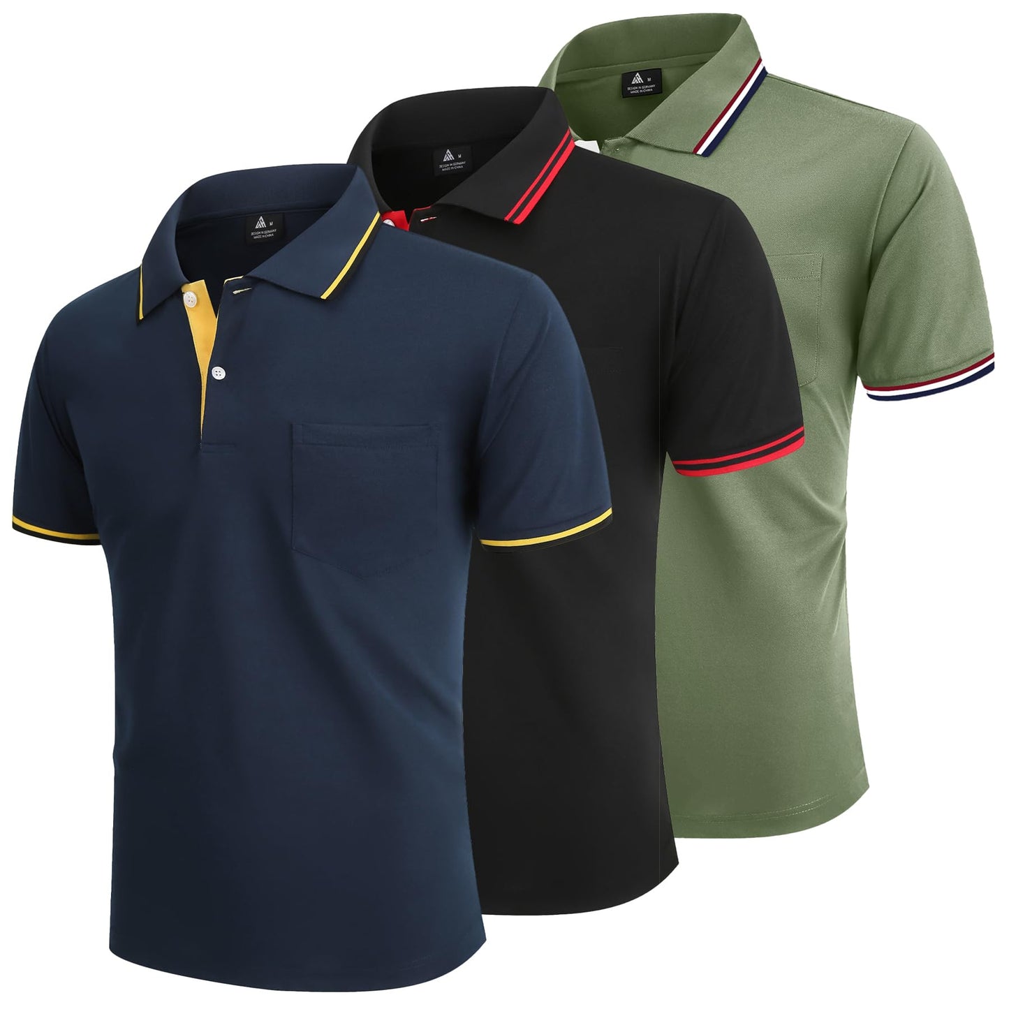 LLdress 3er Pack Poloshirt Herren Kurzarm Atmungsaktiv Poloshirt Set Leichtes Golf Polohemd Schnelltrocknend T Shirt