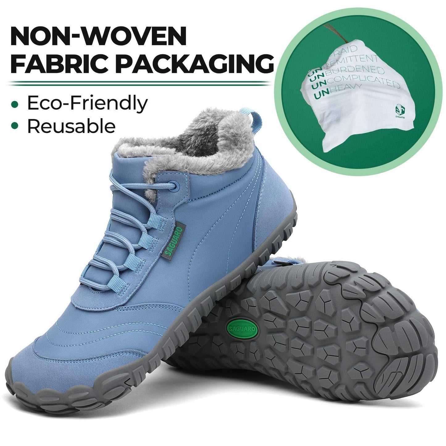 SAGUARO Winter Barfußschuhe Warm Gefüttert Winterschuhe für Damen Herren,EU Gr.36-48