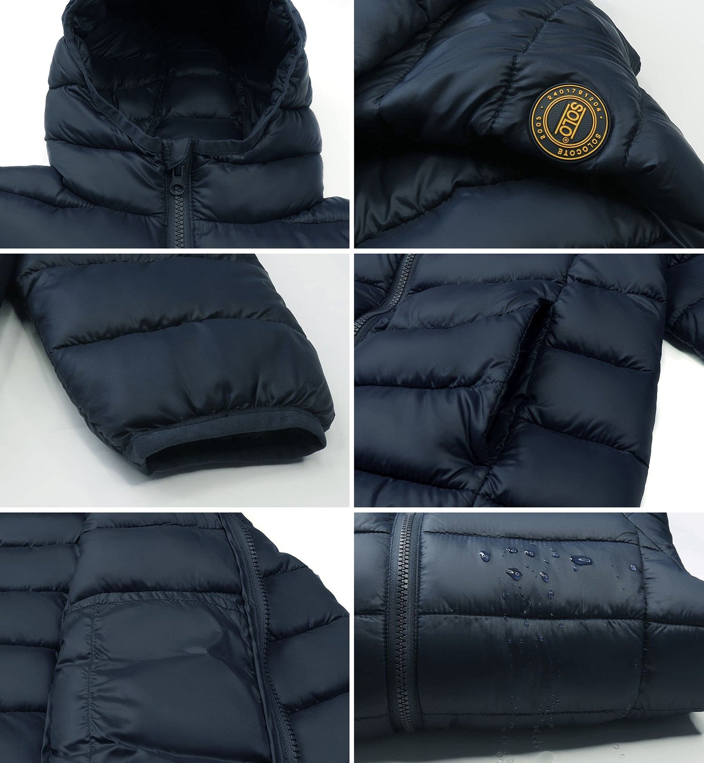 SOLOCOTE Jungen Wintermäntel Leichtgewichtige Wasserabweisende Winddichte Packbare Kapuzen Daunen Wie Wattierung Jacke