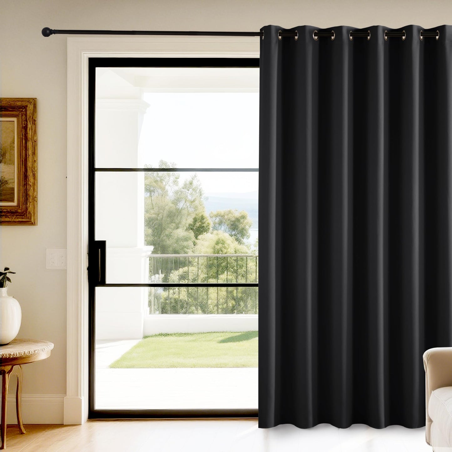 KGORGE Blackout Curtain Grey with Eyelets Door Curtain 200 cm Long - 1 Piece H 200 x W 140 cm Thermal Curtain Front Door Curtains Opaque Living Room Door Curtain Darkening Curtains Blackout
