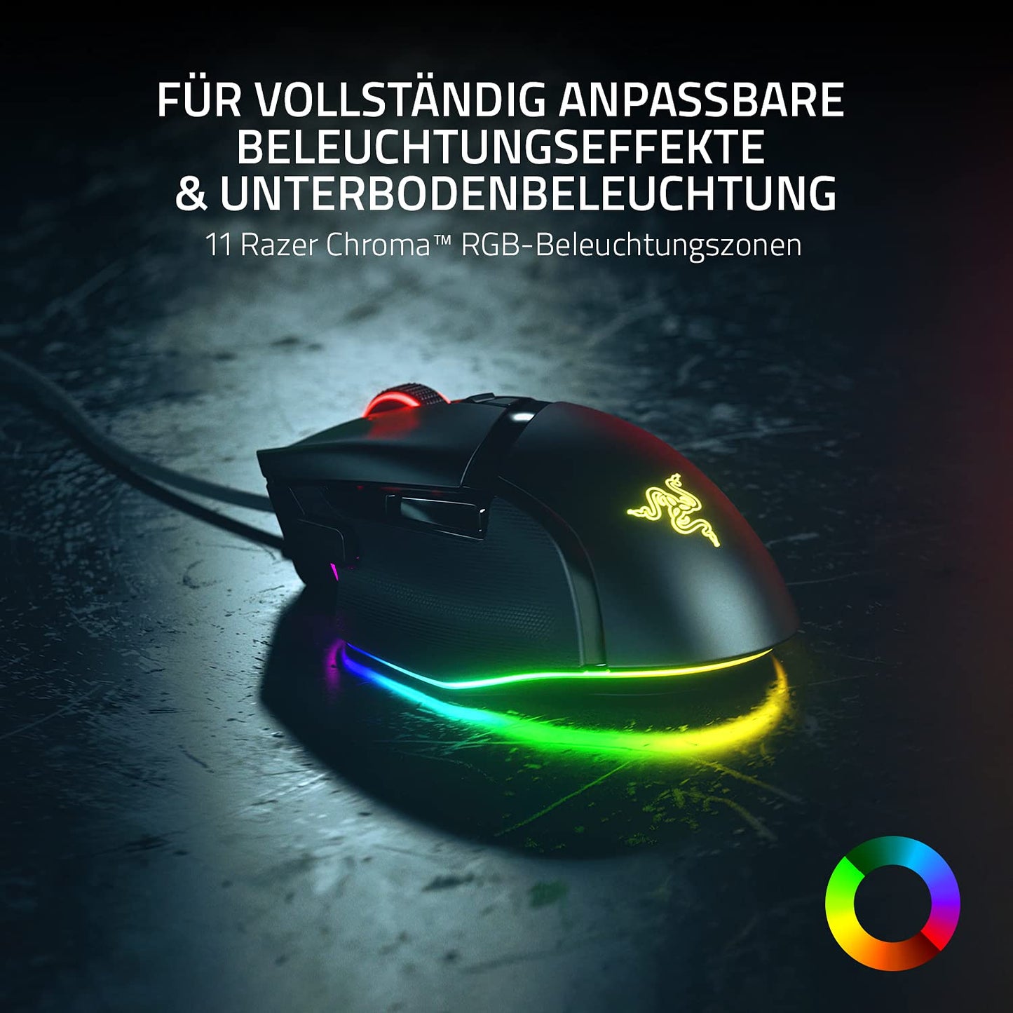 Razer Basilisk V3 - Kabelgebundene, anpassbare Gaming Maus mit Chroma RGB für PC/Mac (10+1 programmierbare Tasten, neigbares HyperScroll Mausrad, ergonomisches Design) Schwarz