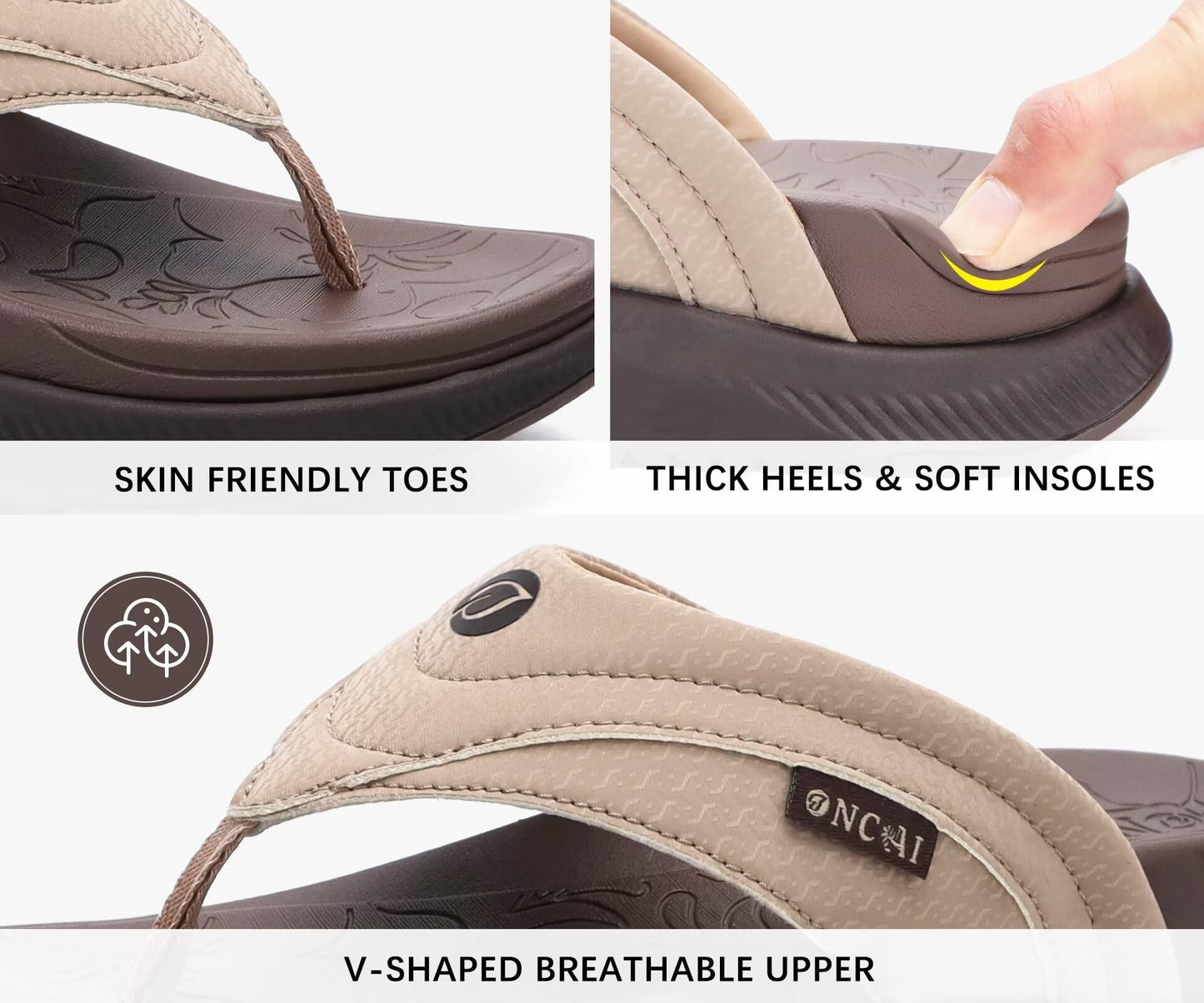 ONCAI Damen orthopädische Kissen Flip Flops Erholung Walking Sandalen für Damen mit Arch Support Sommer bequem Slip On Flip Flops für Damen Größe 36-43