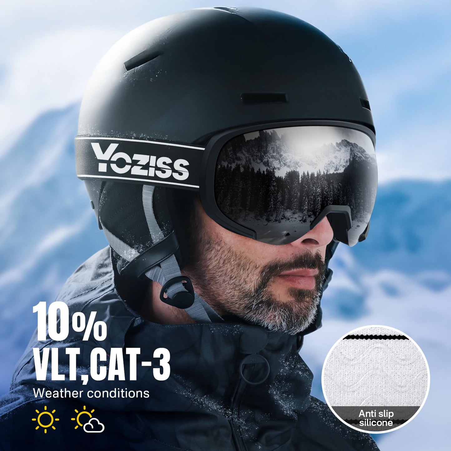 YOZISS OTG Ski Goggles for Men and Women, Magnetic Snowboard Goggles Anti-Fog & 100% UV Protection, OTG Ski Goggles Snow Goggles for Skiing & Winter Sports