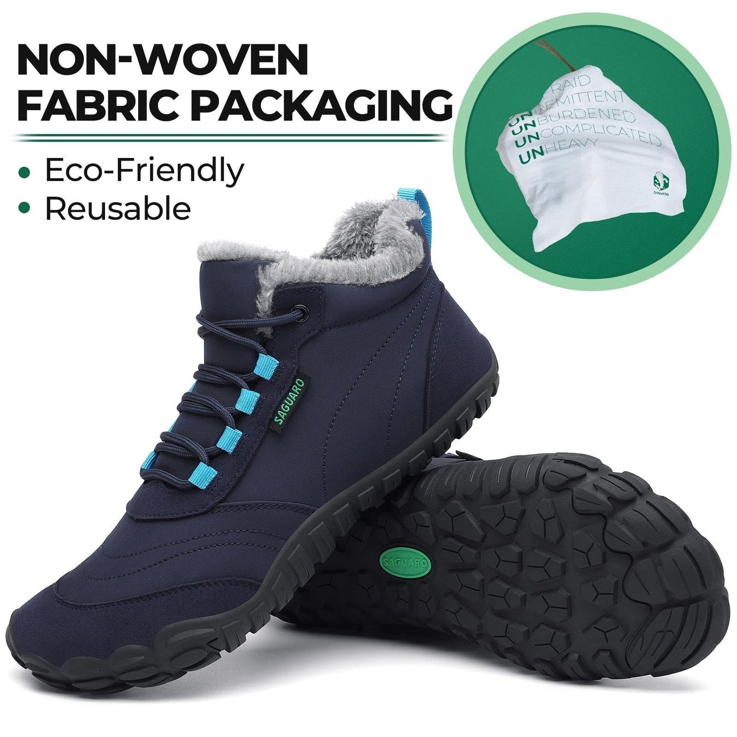 SAGUARO Winter Barfußschuhe Warm Gefüttert Winterschuhe für Damen Herren,EU Gr.36-48