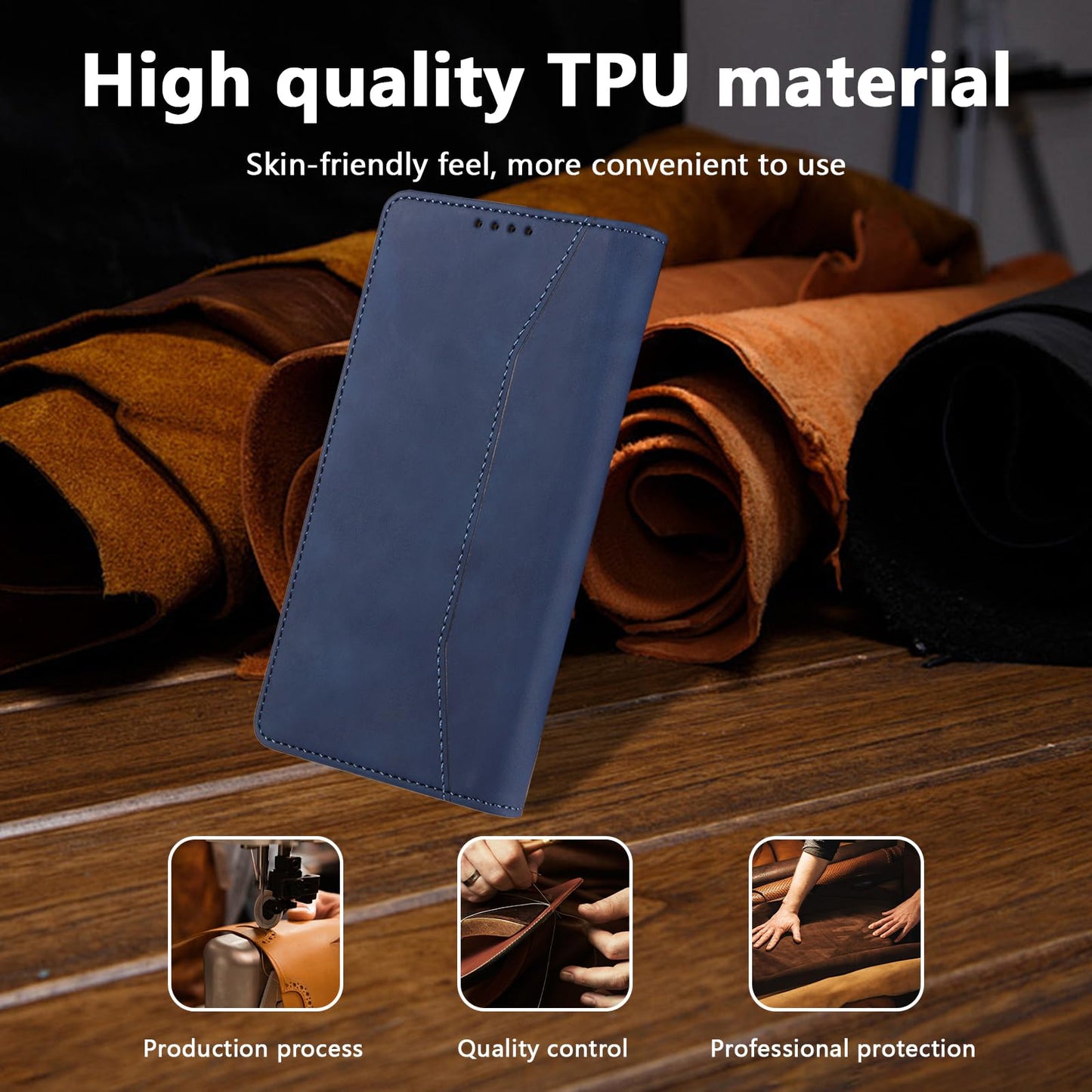 S. Dawezo Hülle für Samsung Galaxy S22 Plus, Premium Leder magnetische Handyhülle mit Ständer, Kartenfach und Brieftasche, Shock Absorbing, kompatibel mit Samsung S22 Plus-Kaffee