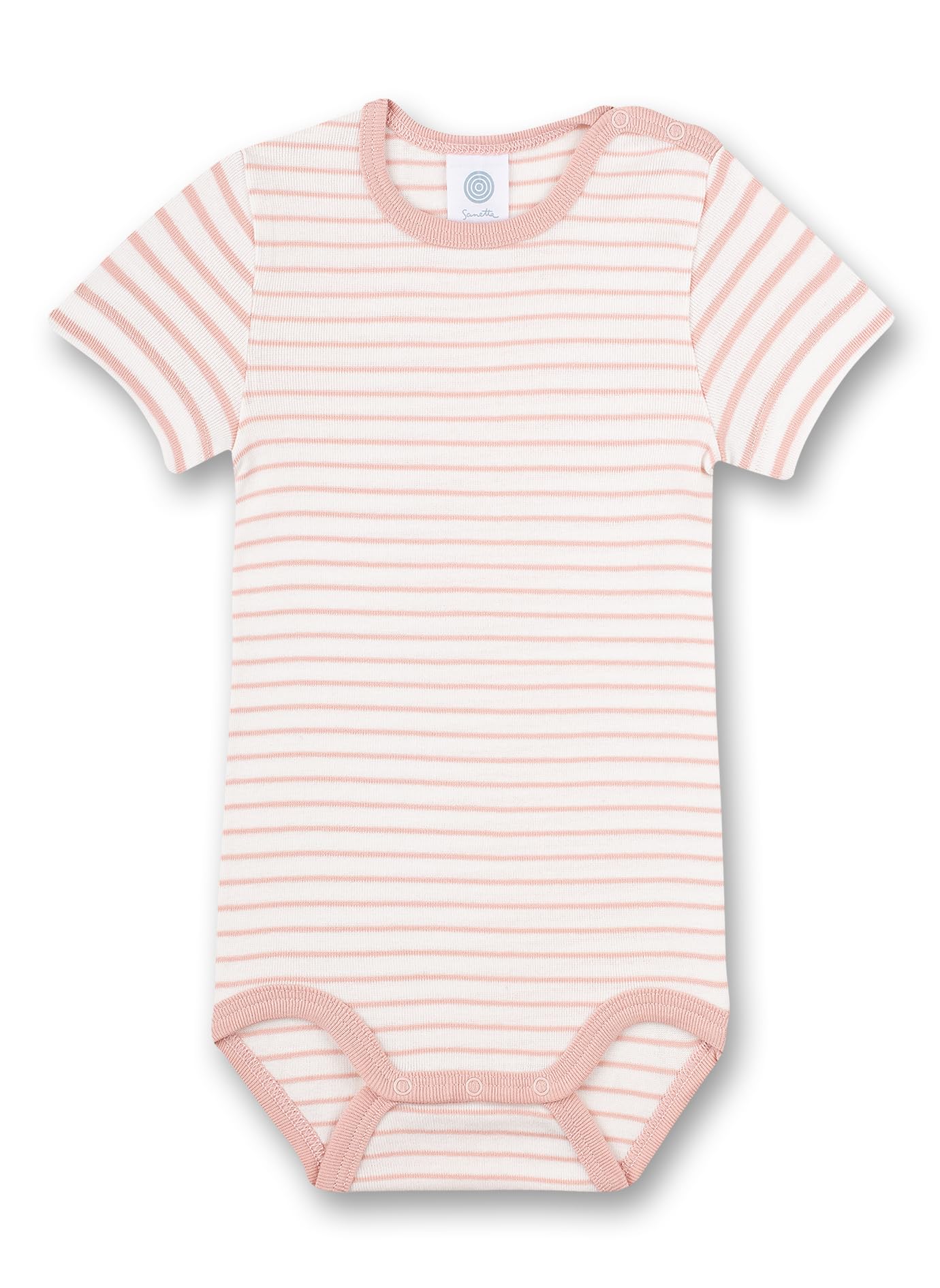 Sanetta Body Kurzarm (Doppelpack) Weiß und Rosa Ringel | Hochwertiger und nachhaltiger Body für Mädchen aus Bio-Baumwolle. Inhalt: 2er Set Baby Body