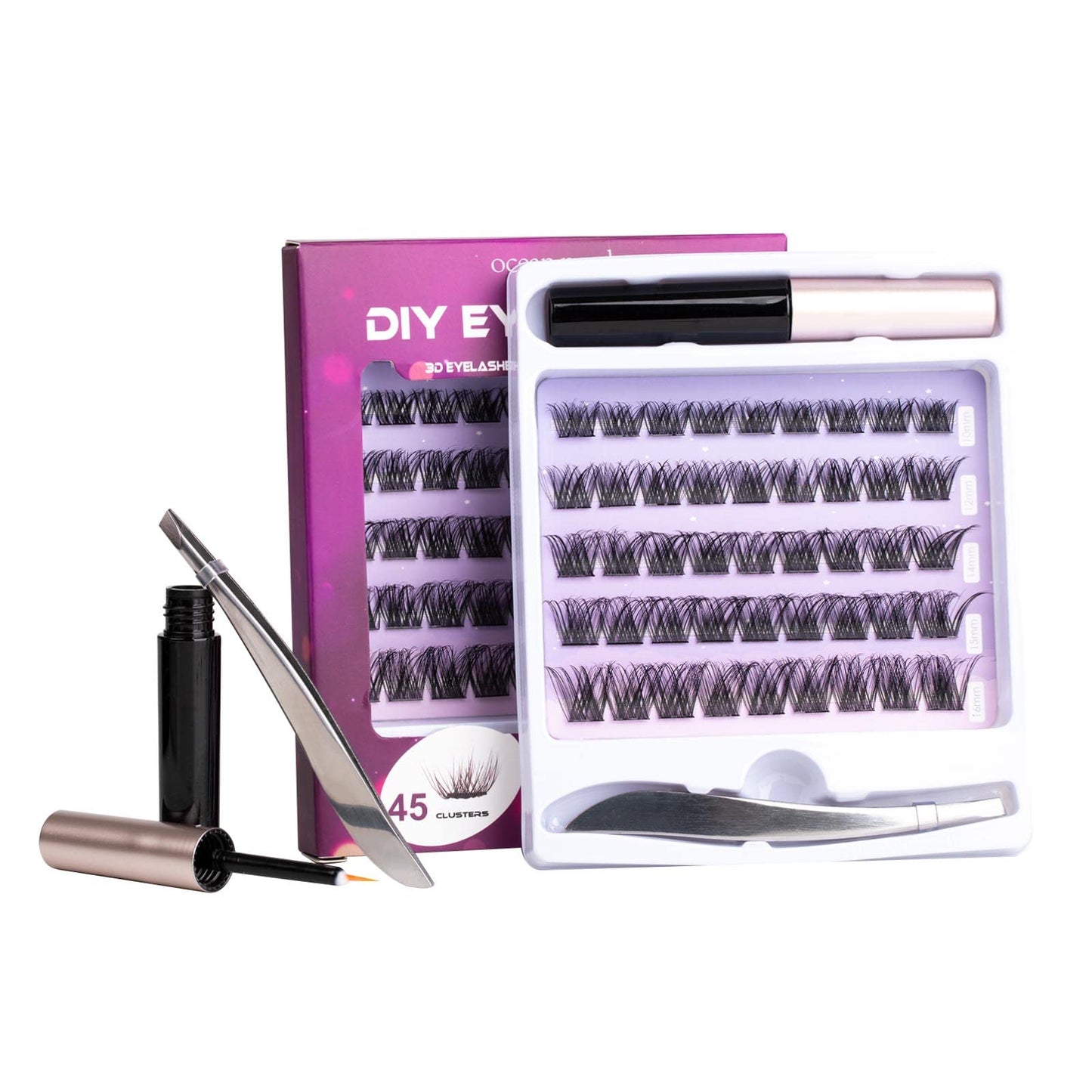 Wimpern Extensions 120 Büschel DIY Lash Extension Set Einzelne Wimpern mit Wimpernkleber und Pinzette für Anfänger Wimpernverlängerung zu Hause Individual Lashes 10-16mm C/D Curl - OP01