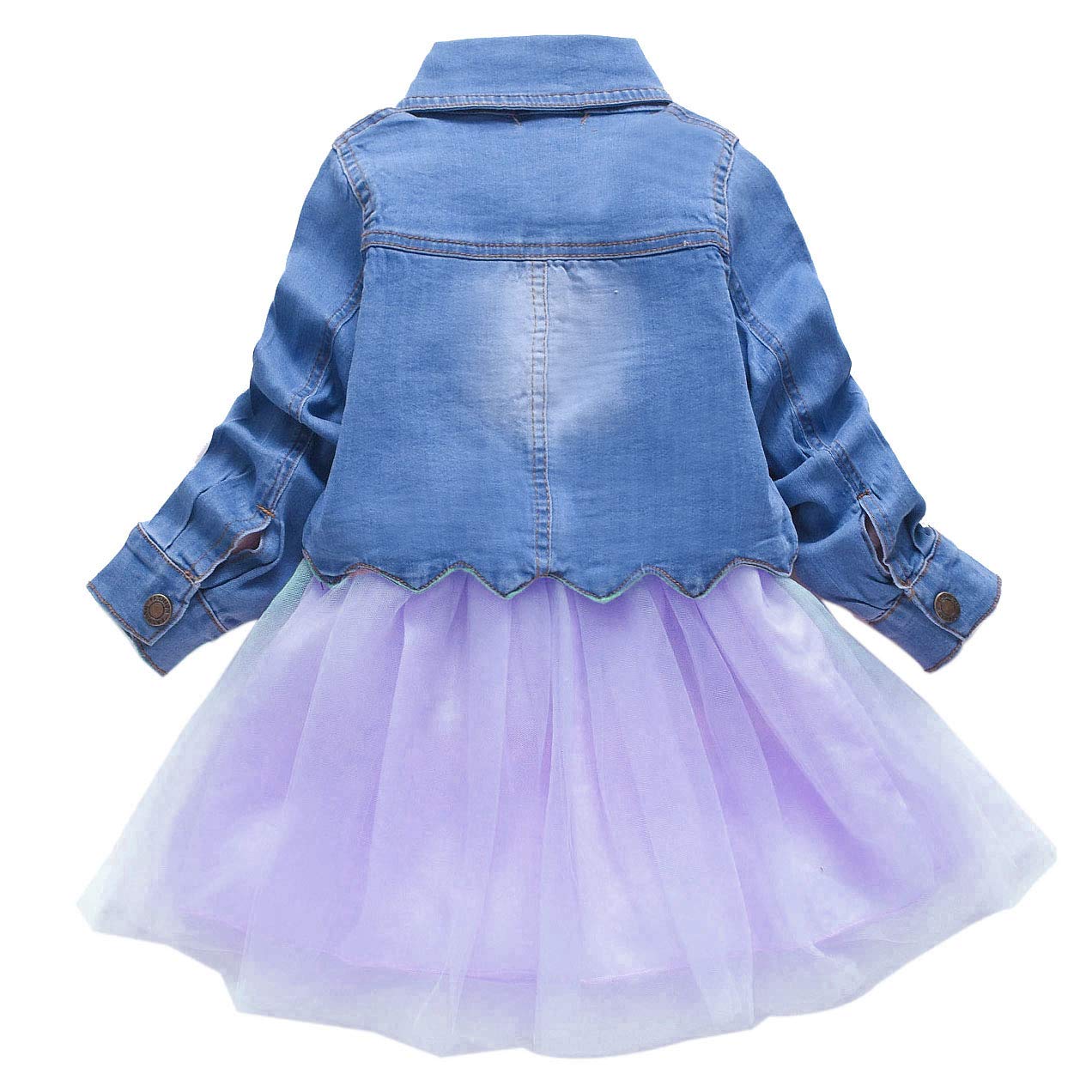 Yao Frühling Herbst Kleine Mädchen Kleidungsset Kind Kinder Jeansjacke und Langarmkleid 2-teiliges Set