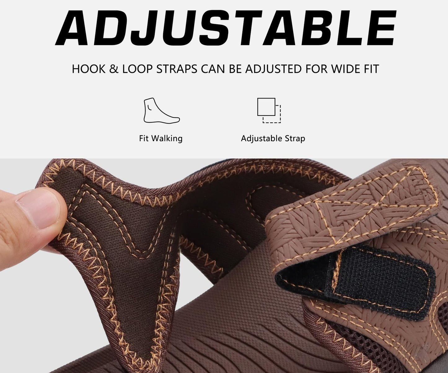 COFACE Sandalen Herren Zehentrenner Weiche Bequeme Flip Flops Arch Support Orthopädische Sommer Leder Sandalen für Herren Badelatschen Outdoor
