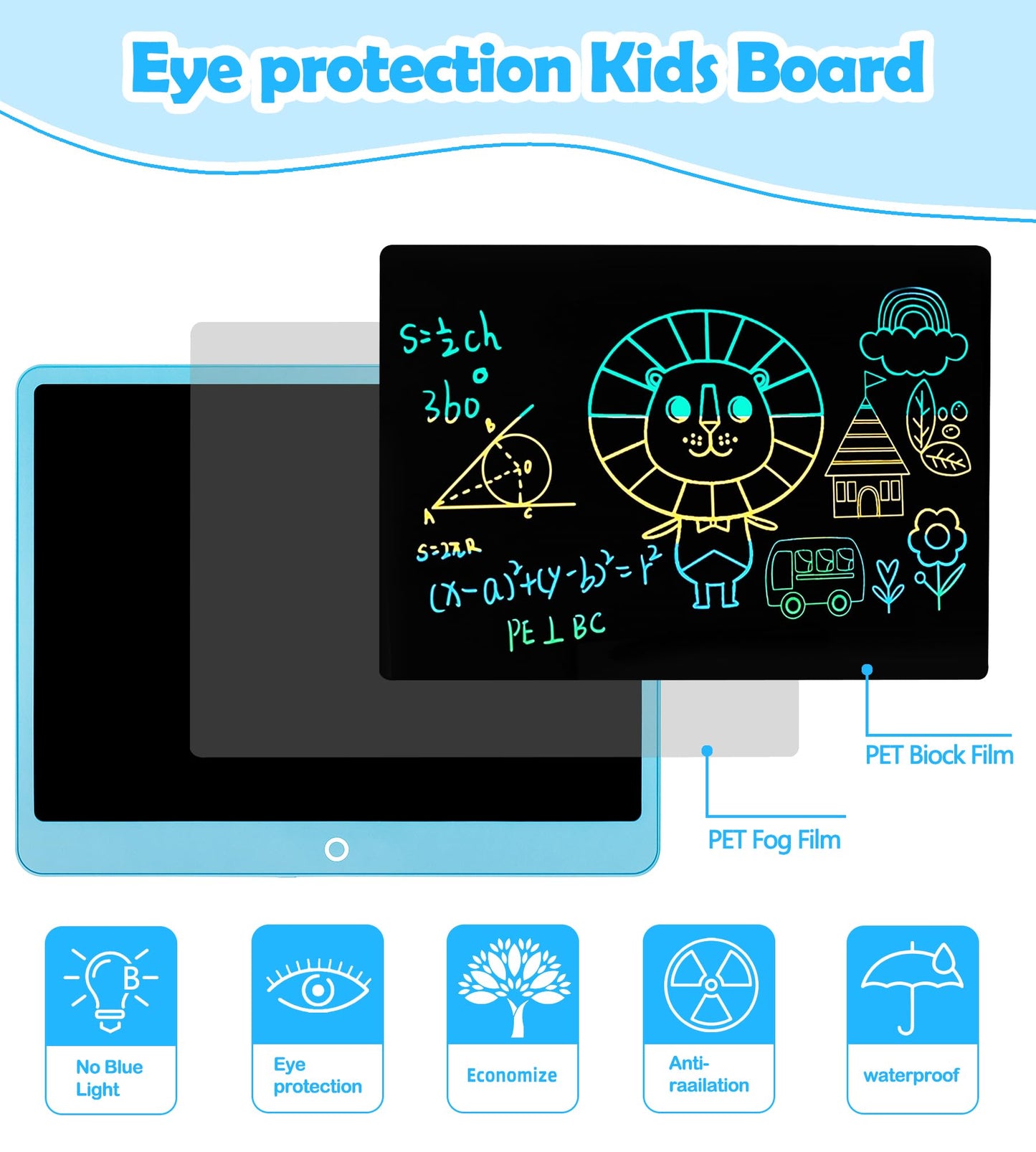 Colourful LCD Writing Board Children 16 Inch Painting Board Magic Board Digital Drawing Writing Tablet Electronic Graphic Tablet 3-12 Year Old Girls Boys Children's Toy Gifts