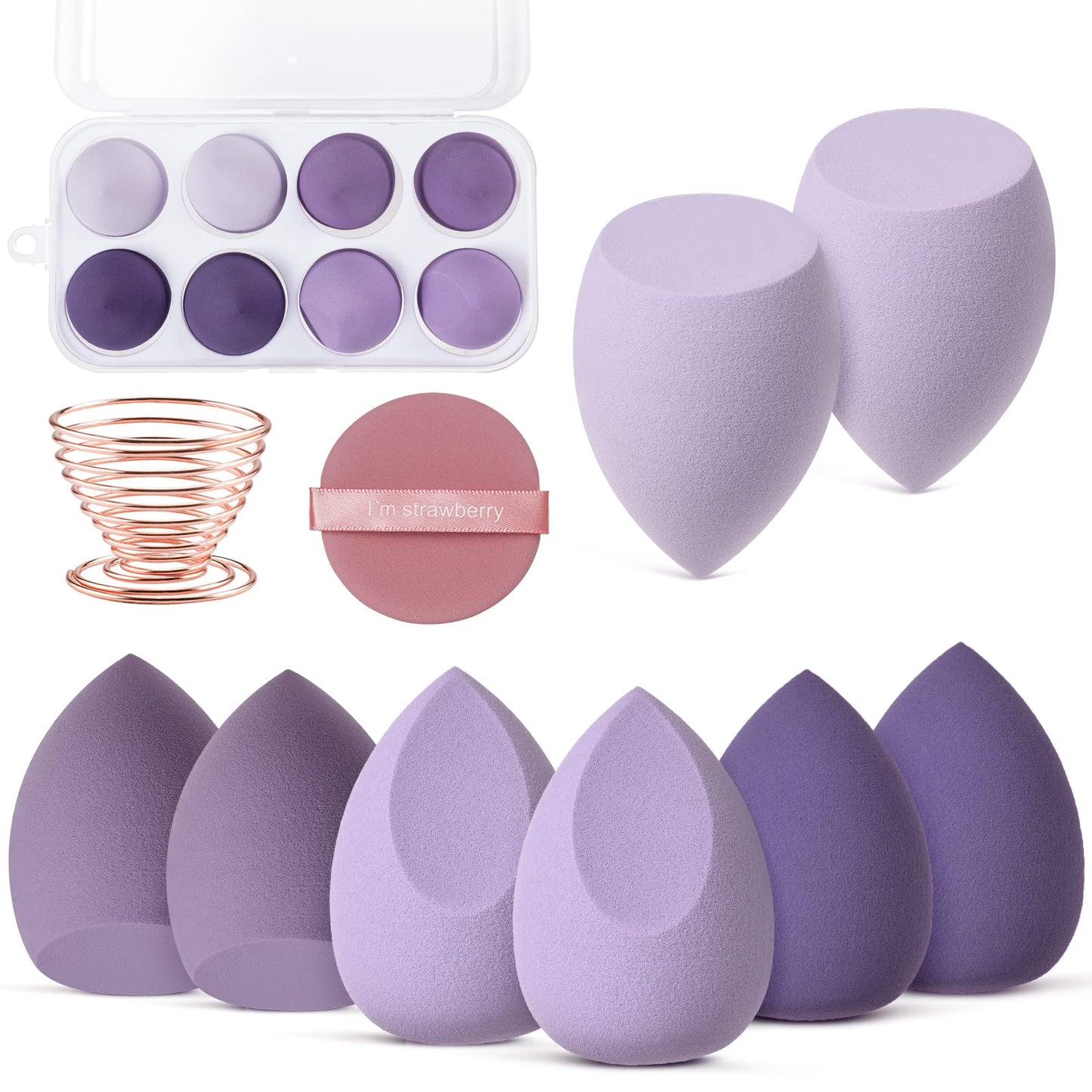 AUAUY 4 PCS Make up Schwamm Set, Foundation Blending Beauty Sponge, Beauty Makeup Schwämme Blender für Flüssigkeit Foundation Puder Sonnenschutz und Creme mit 1 Schwammhalter, 1 Puderquaste