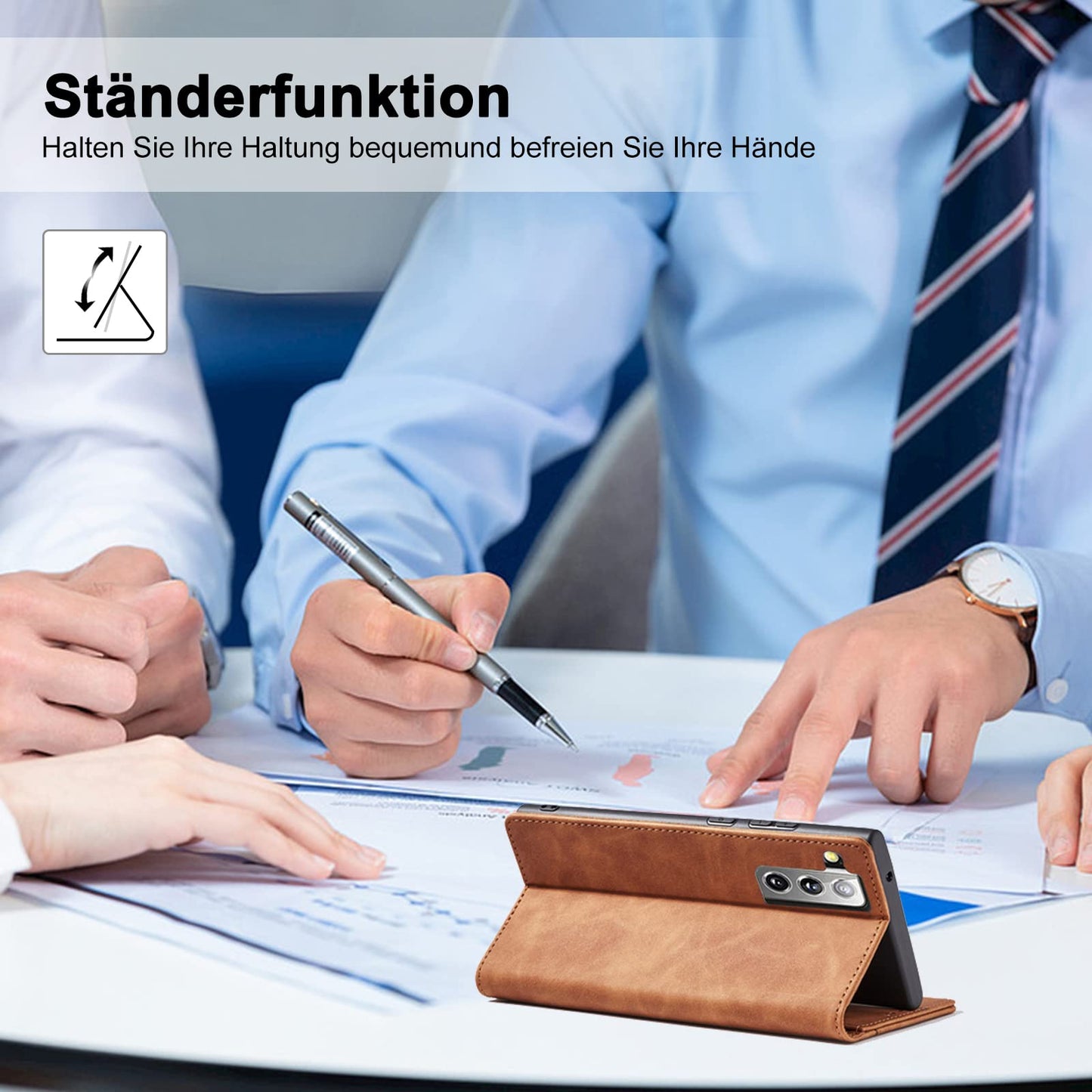 S. Dawezo Hülle für Samsung Galaxy S22 Plus, Premium Leder magnetische Handyhülle mit Ständer, Kartenfach und Brieftasche, Shock Absorbing, kompatibel mit Samsung S22 Plus-Kaffee