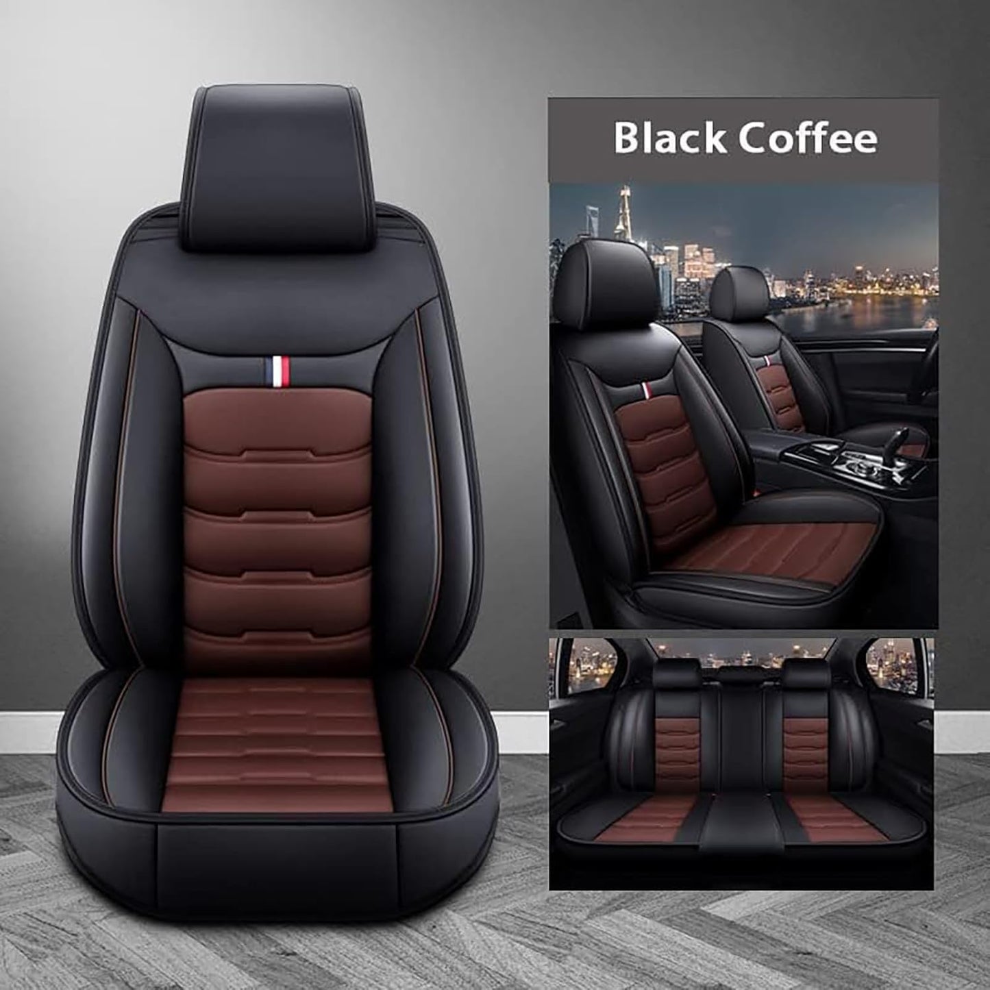 Auto Leder Sitzbezüge Sets für BMW X1 X3 X4 X5 X6 1/3/4/5/6/7 F25 F10 E83 E84 E70 E87 E90 E92 320I F11 F20 F15 F16 F30, Autositzbezüge Sets rutschfest Wasserdicht Atmungsaktiv Bequem Seat Schonbezüge