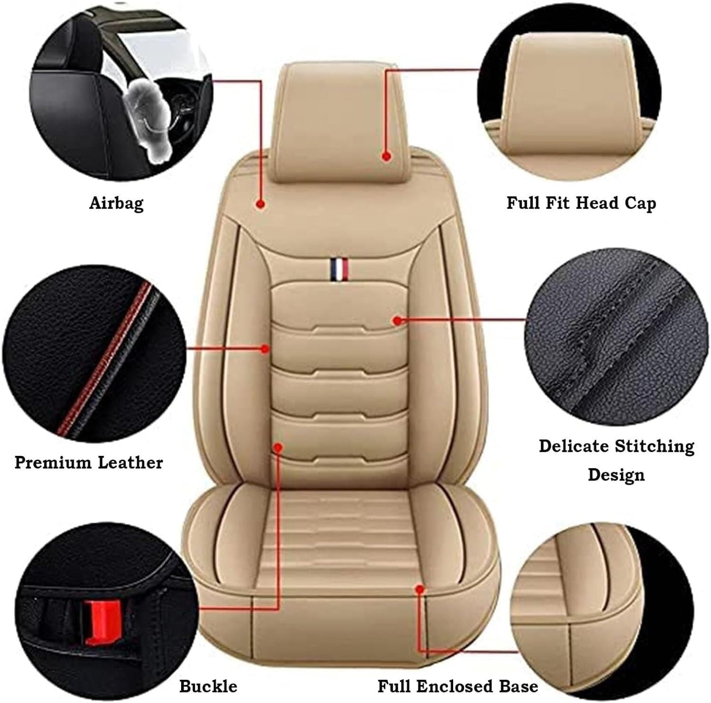 Auto Leder Sitzbezüge Sets für BMW X1 X3 X4 X5 X6 1/3/4/5/6/7 F25 F10 E83 E84 E70 E87 E90 E92 320I F11 F20 F15 F16 F30, Autositzbezüge Sets rutschfest Wasserdicht Atmungsaktiv Bequem Seat Schonbezüge